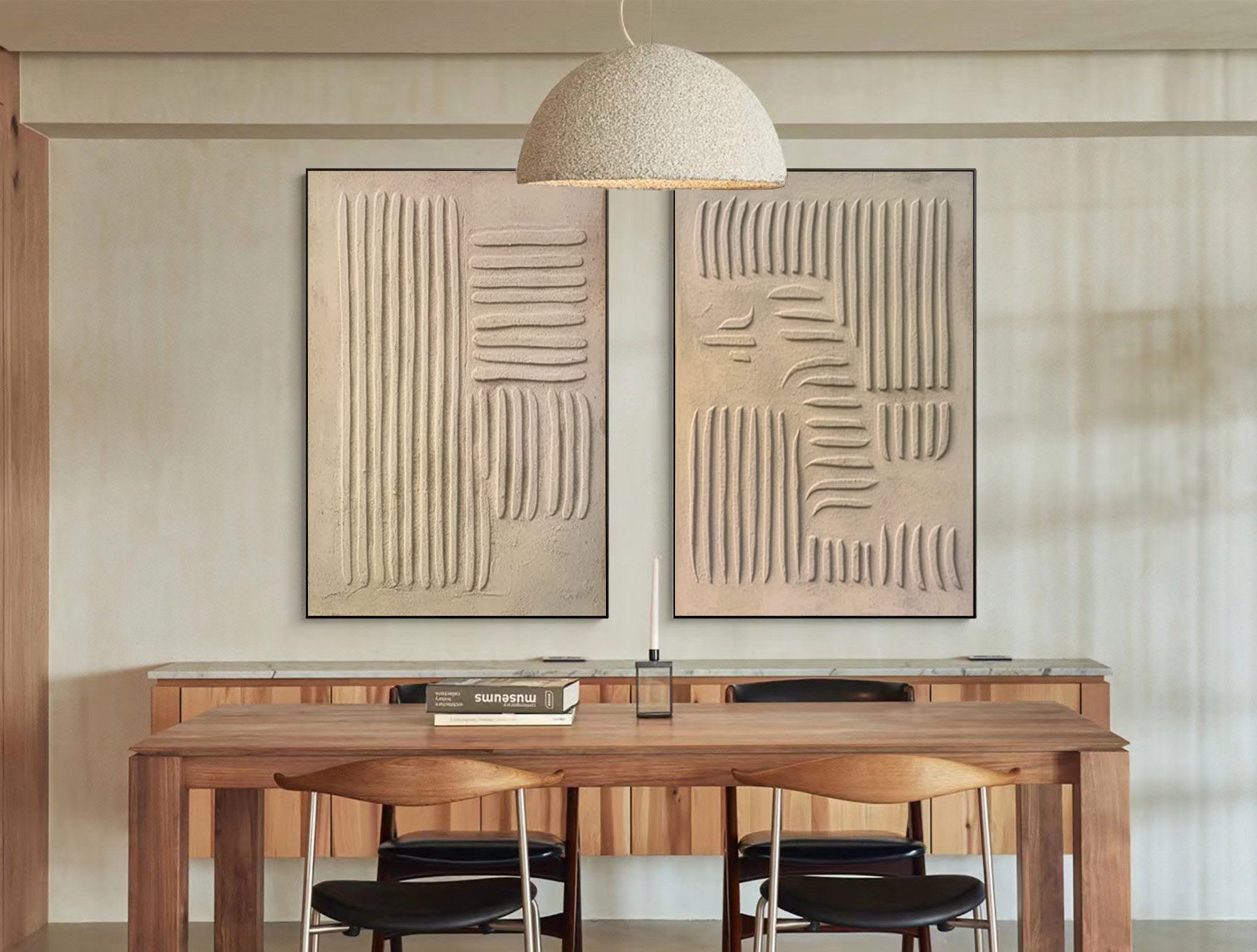 "Eternal Flow" – Minimalist Textured Wall Art Duo in Sandstone Beige