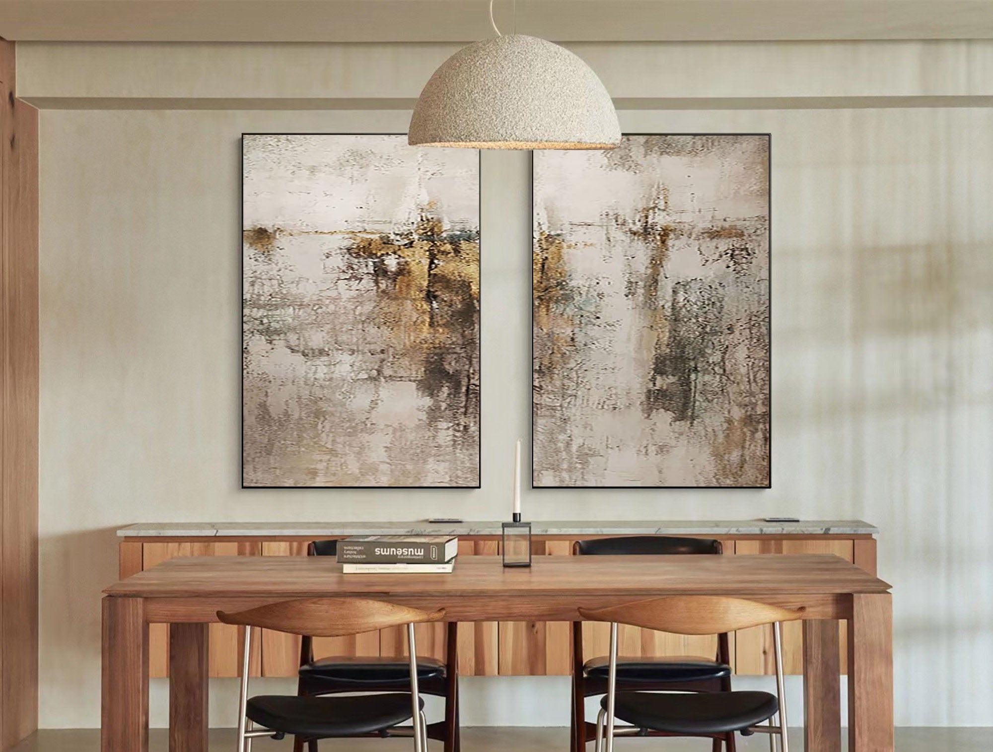 Beige & Brown Minimalist Painting Set Of 2 #BBS 013