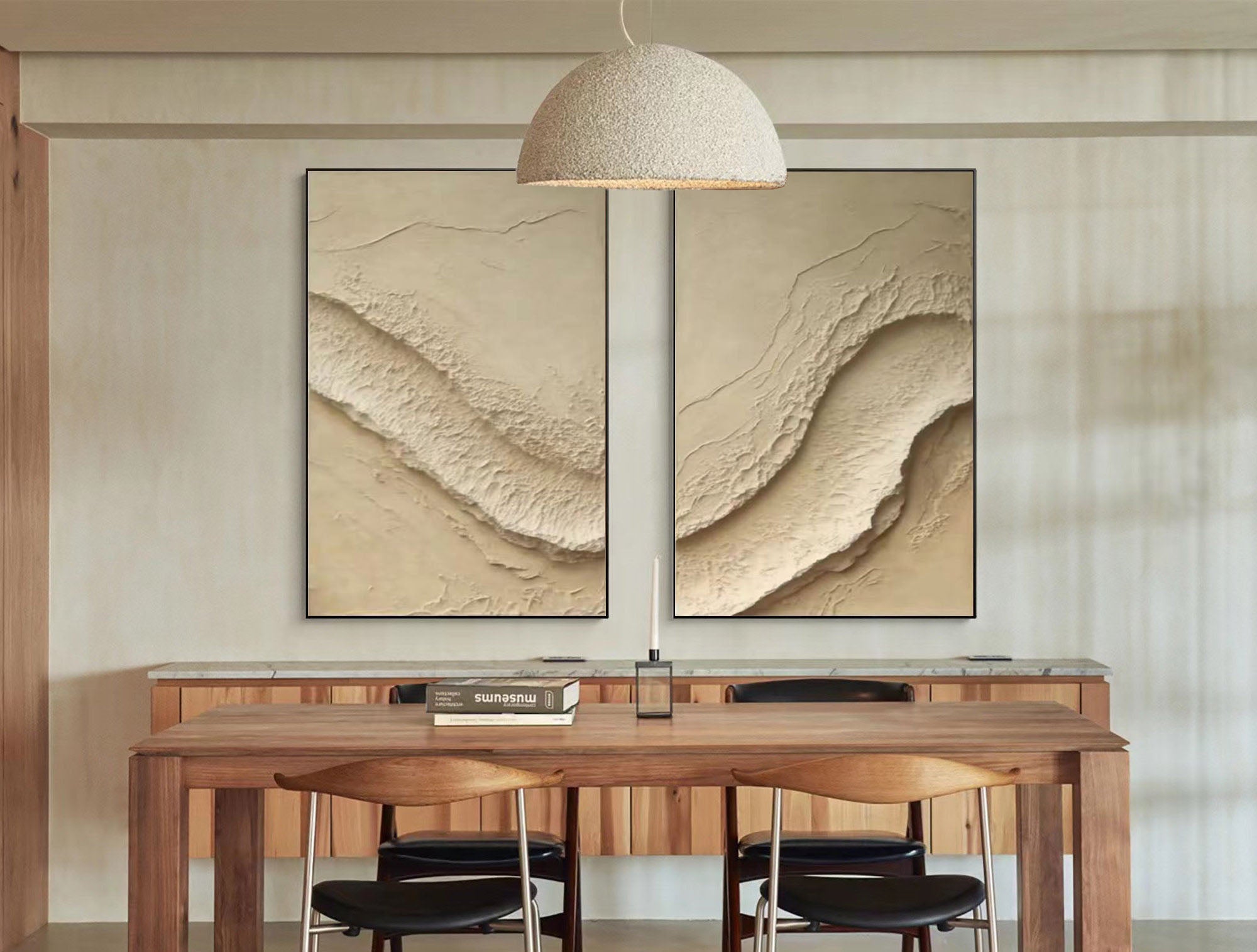 "Ethereal Terrains" – Abstract Minimalist Dual Panel Textured Wall Art