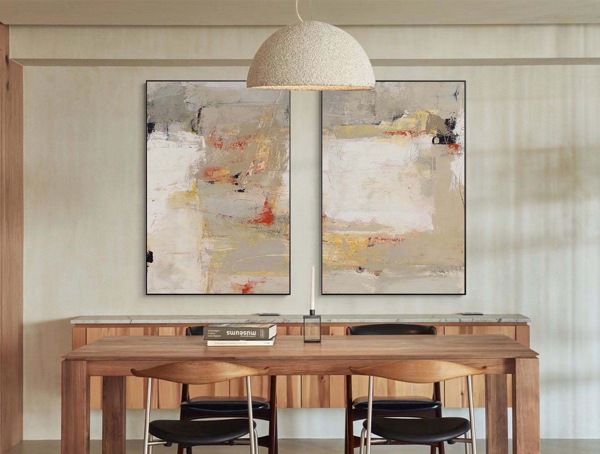 Beige & Brown Minimalist Painting Set Of 2 #BBS 014