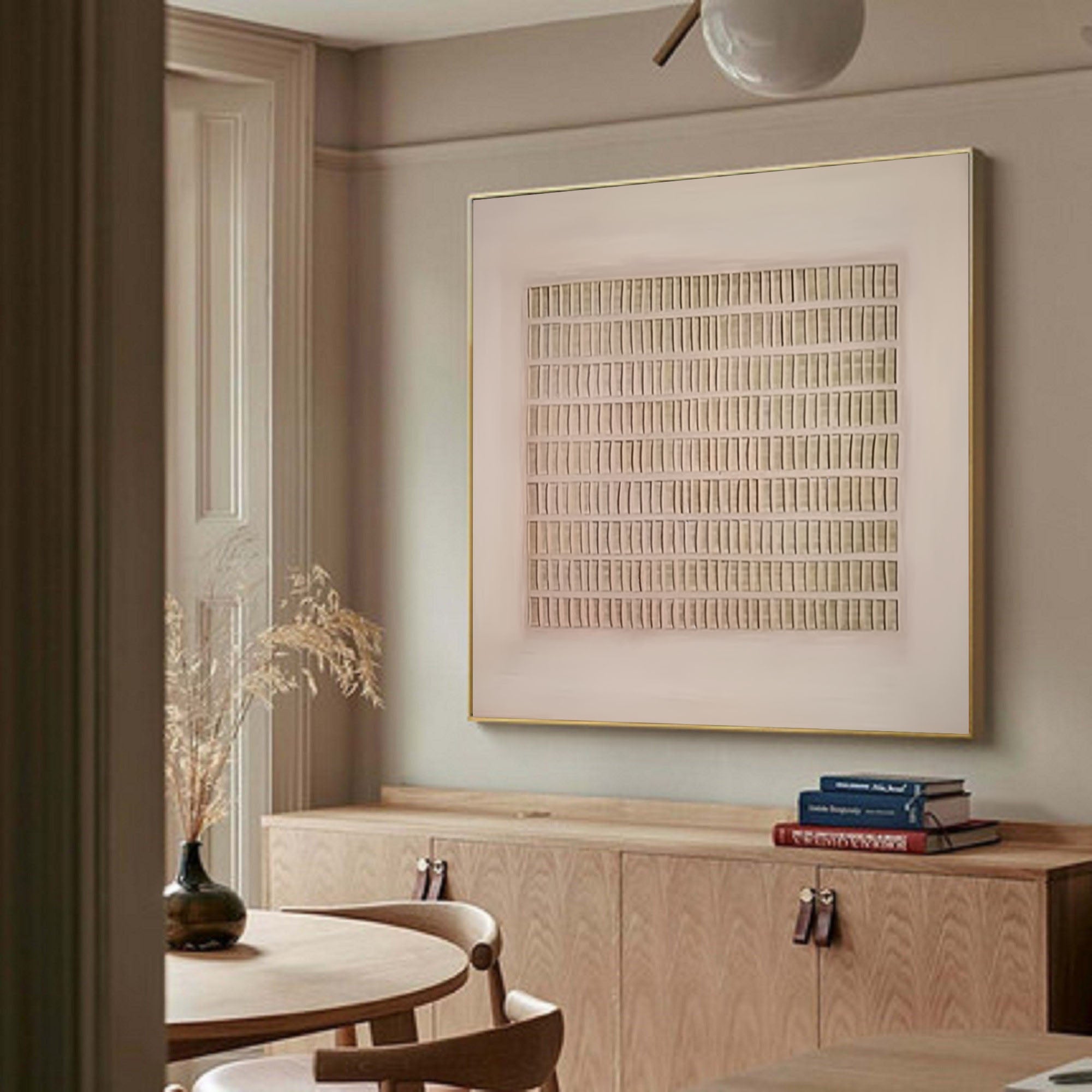 Subtle Grid: Beige Canvas Art