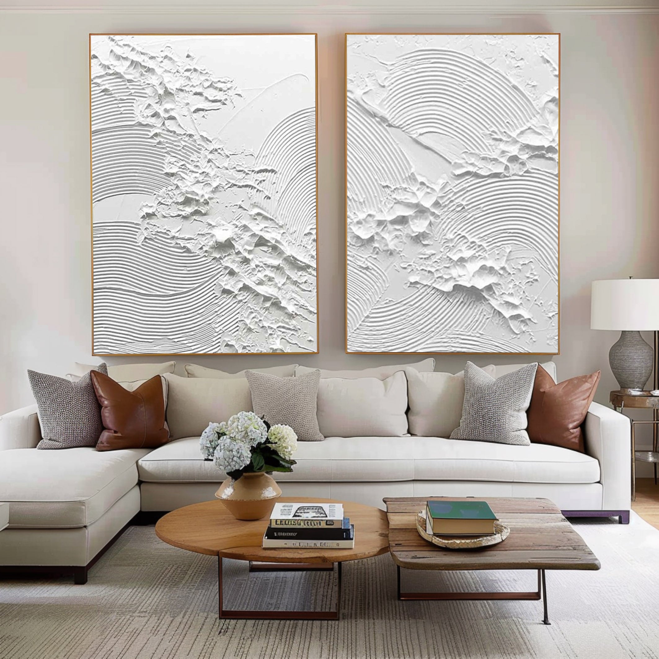 White Minimalist Painting Set Of 2 #WMS 001