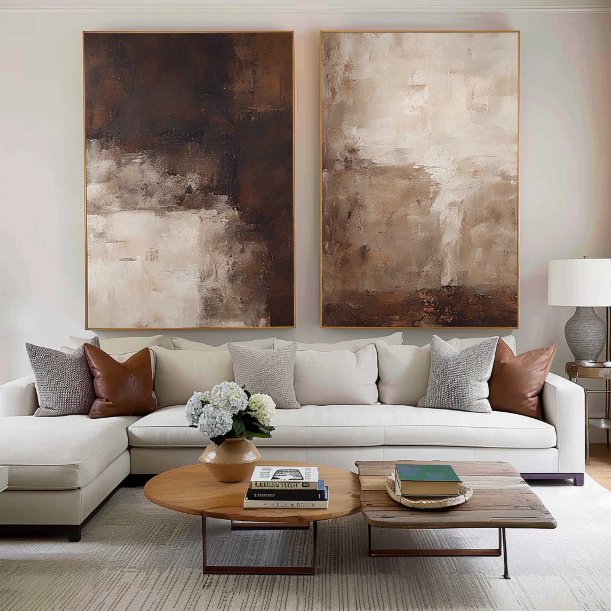 Beige & Brown Minimalist Painting Set Of 2 #BBS 003