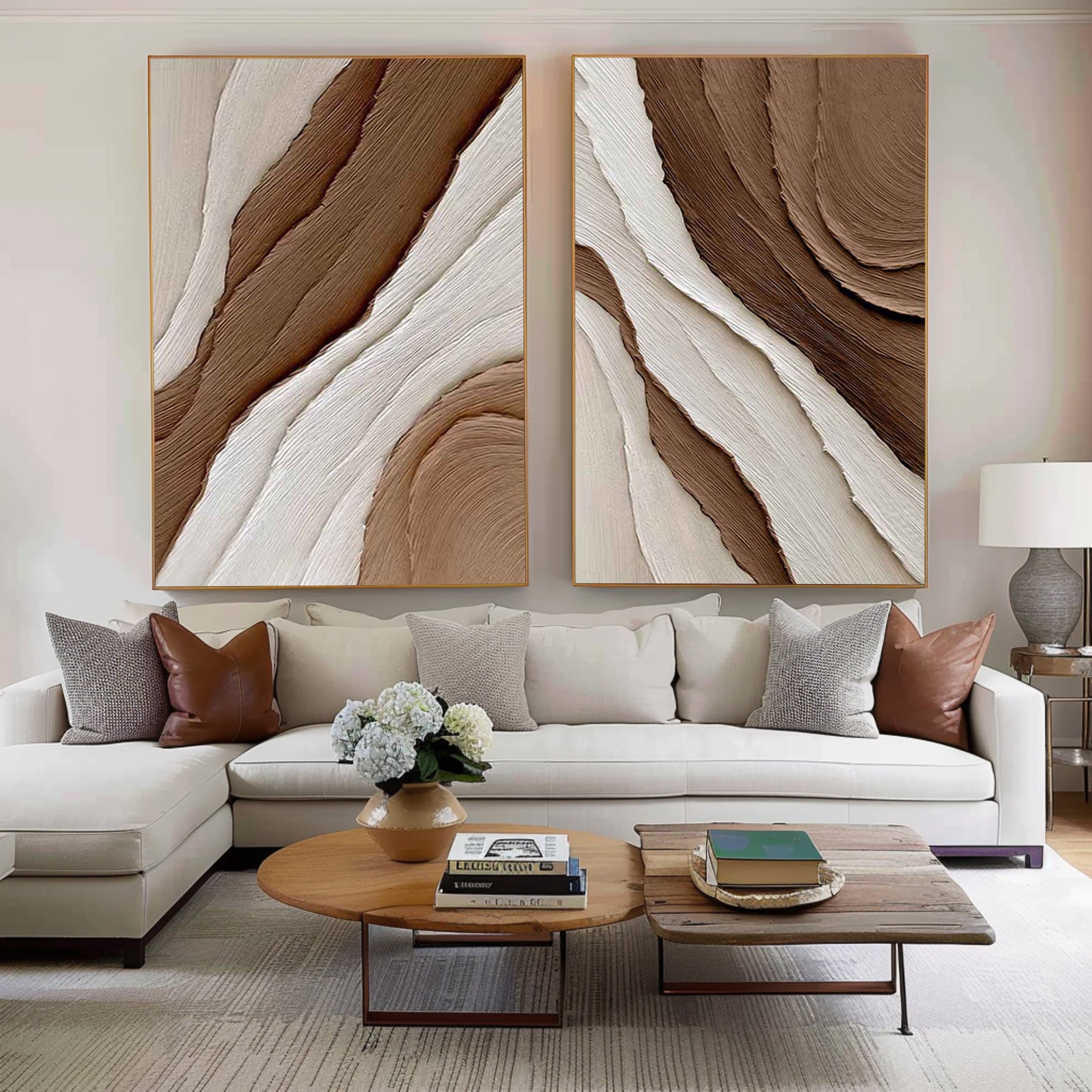 Beige & Brown Minimalist Painting Set Of 2 #BBS 001