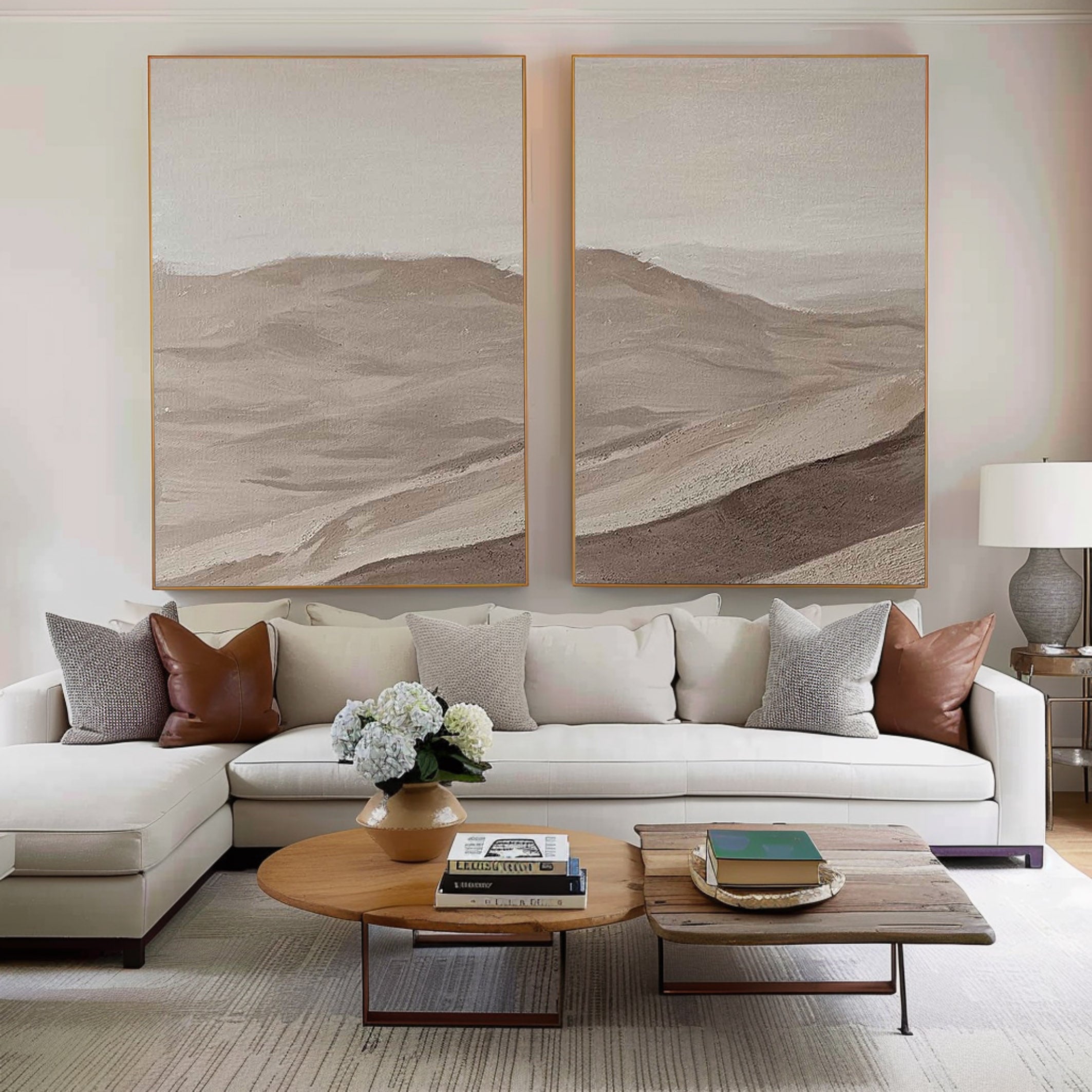 Beige & Brown Minimalist Painting Set Of 2 #BBS 002