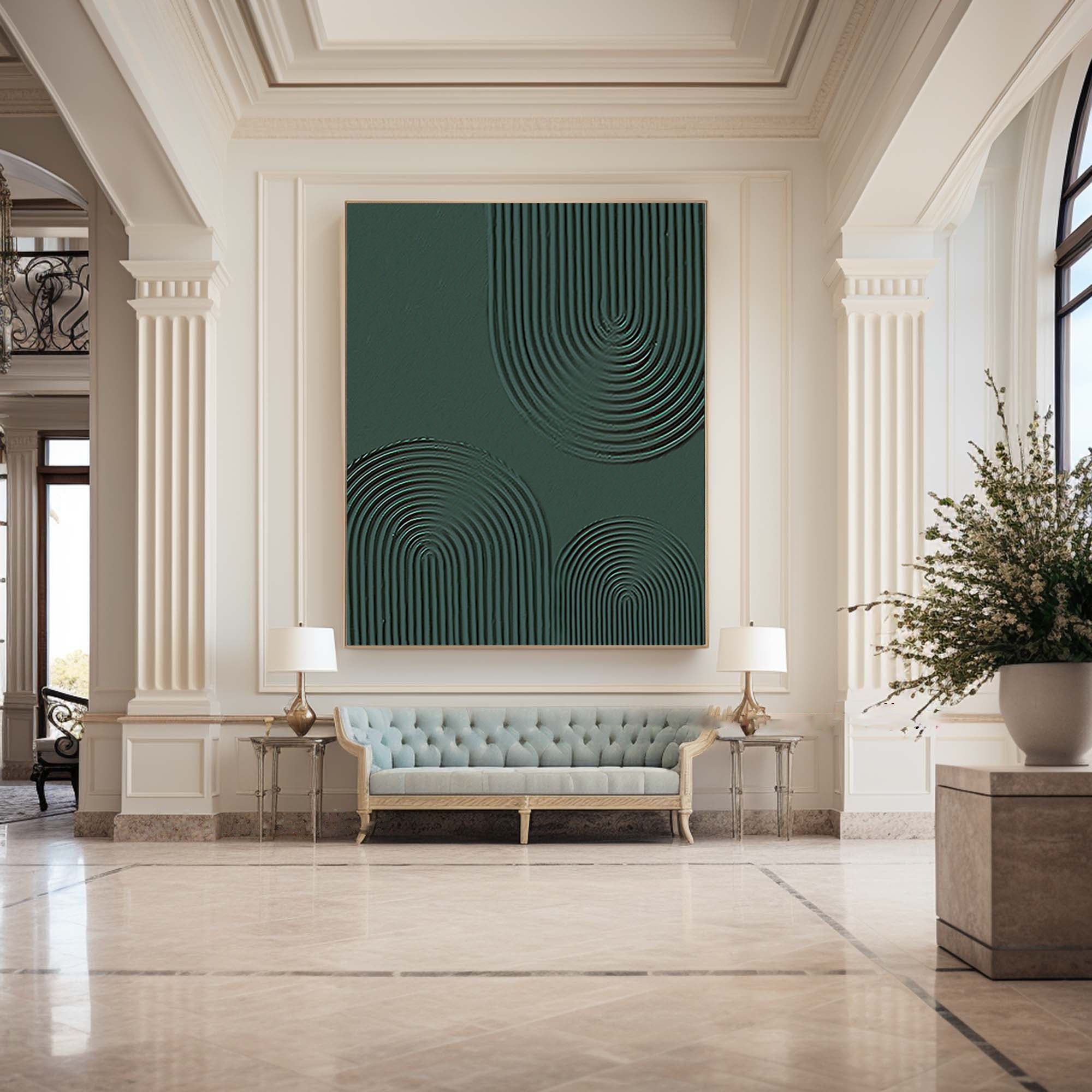 Emerald Curves: Single Canvas Art