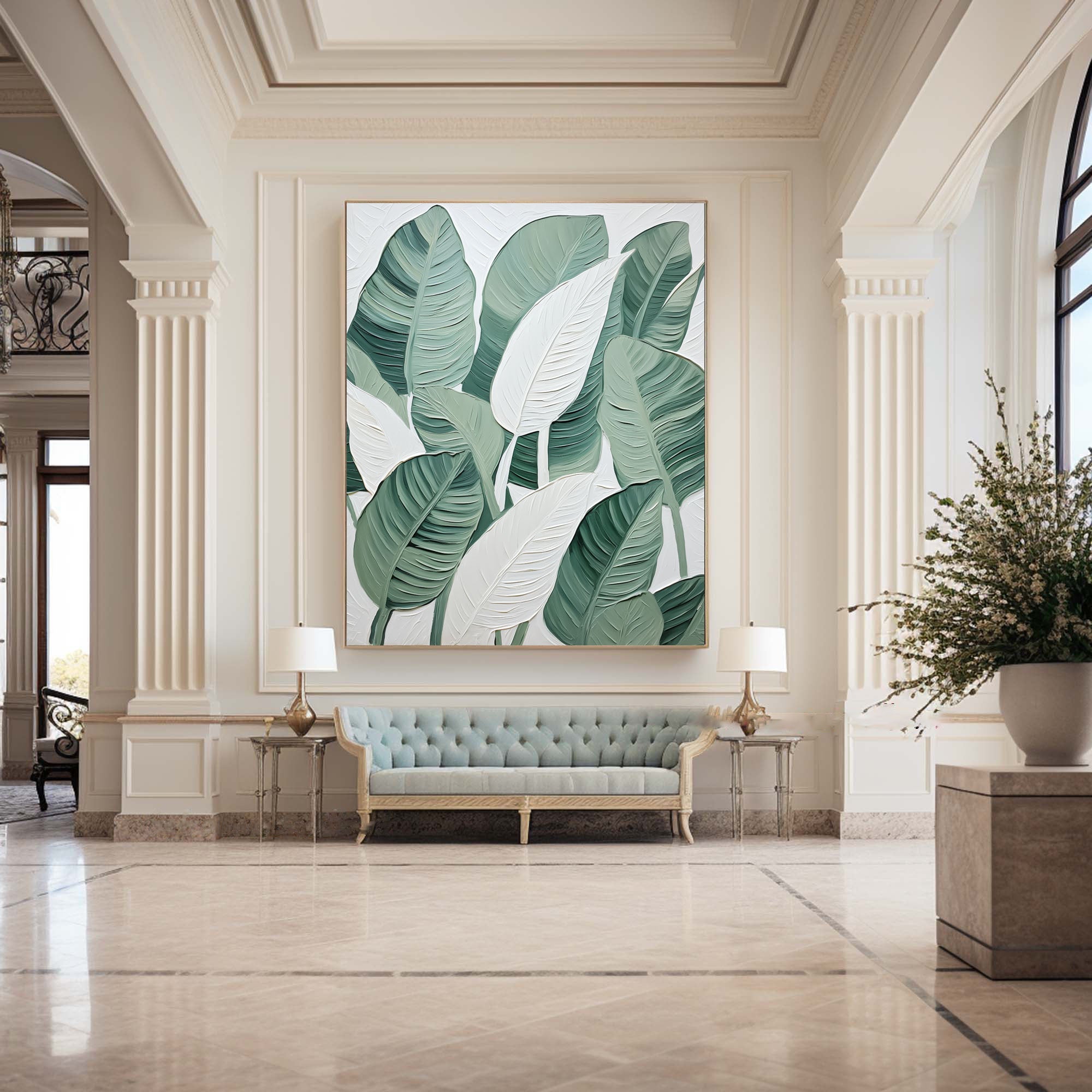 Tropical Serenity: Leafy Canvas Art