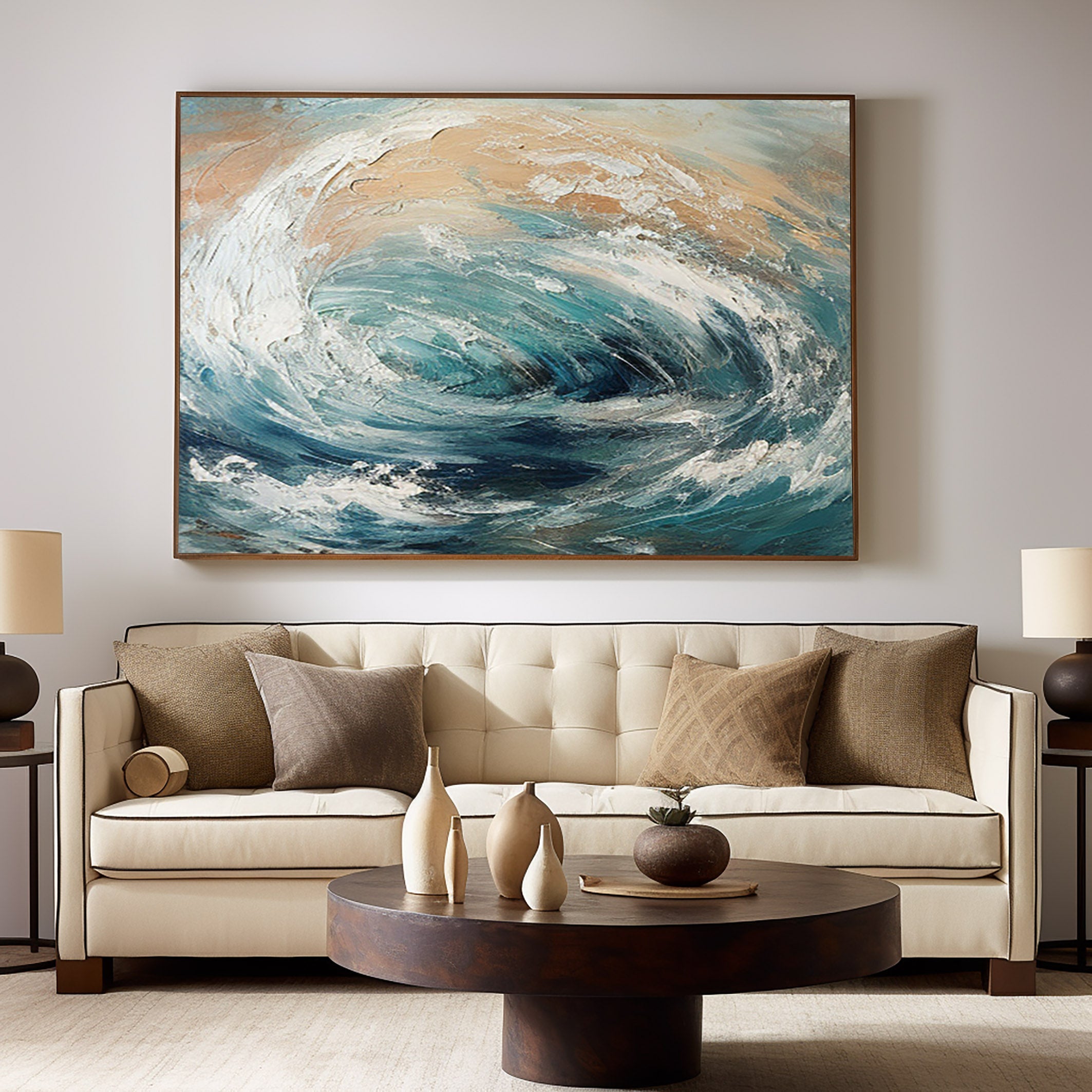 Tidal Dance: Abstract Wave Swirl Canvas