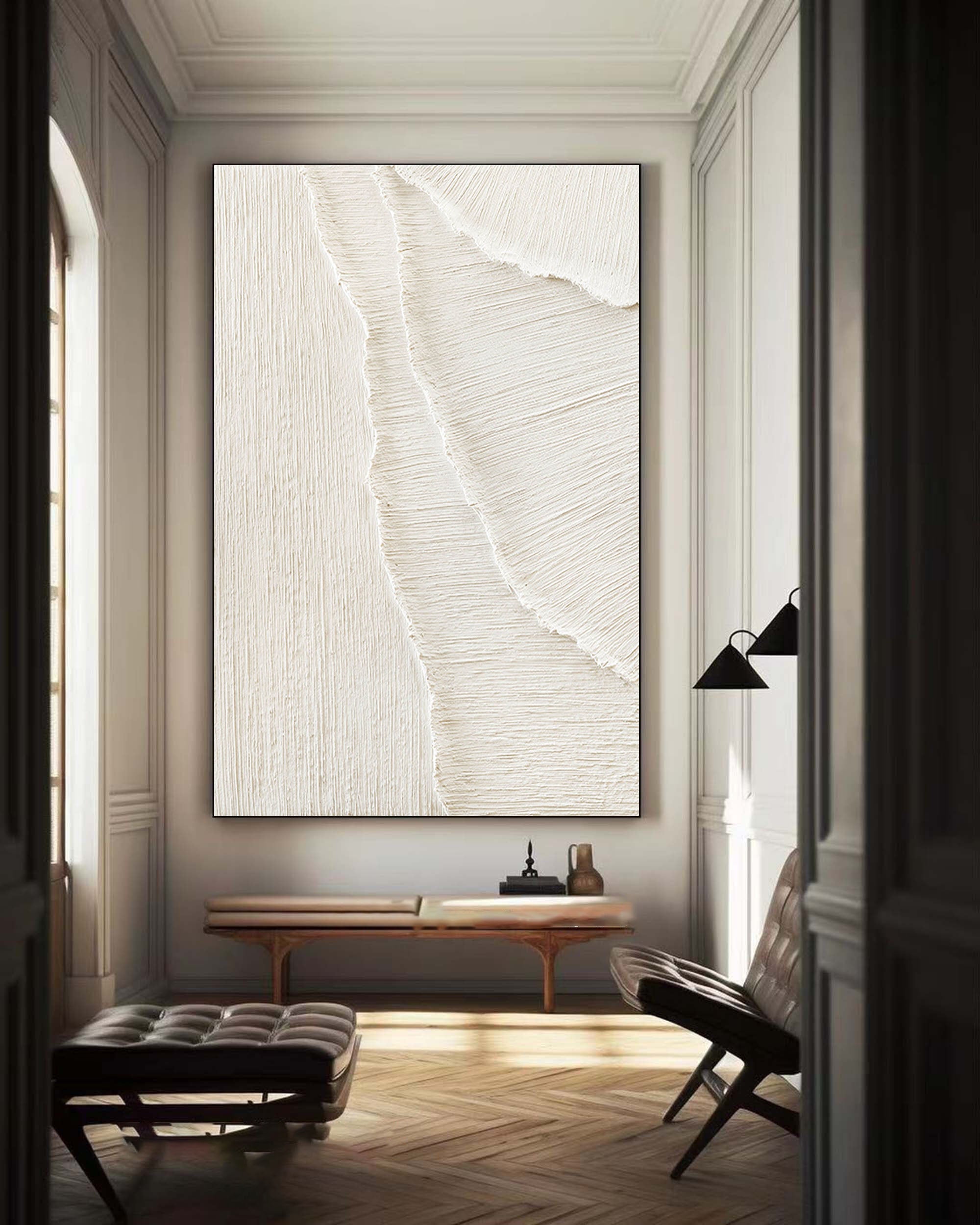 Whispering Waves: White Canvas