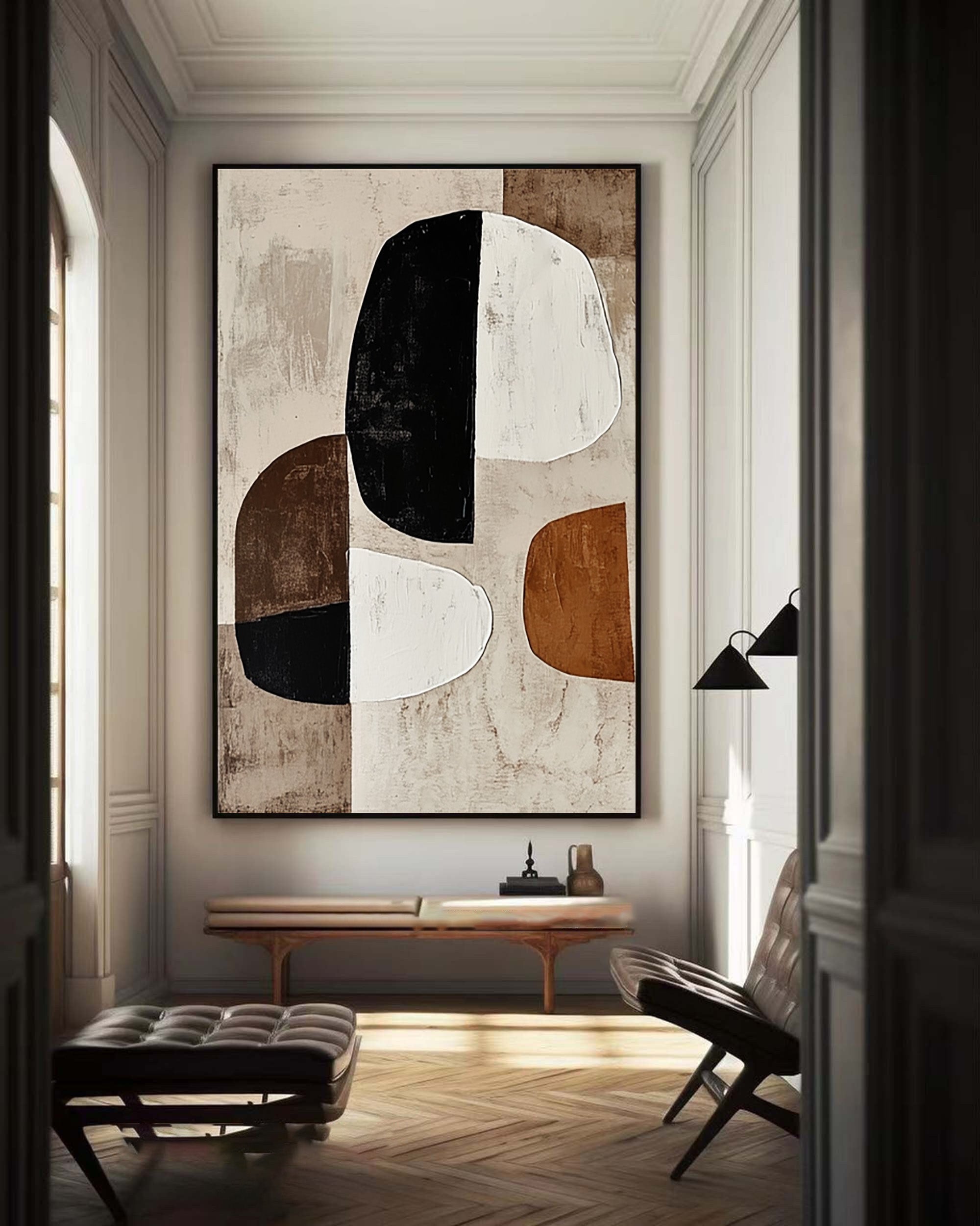 Modern Harmony: Bold Abstract Canvas with Neutral Tones