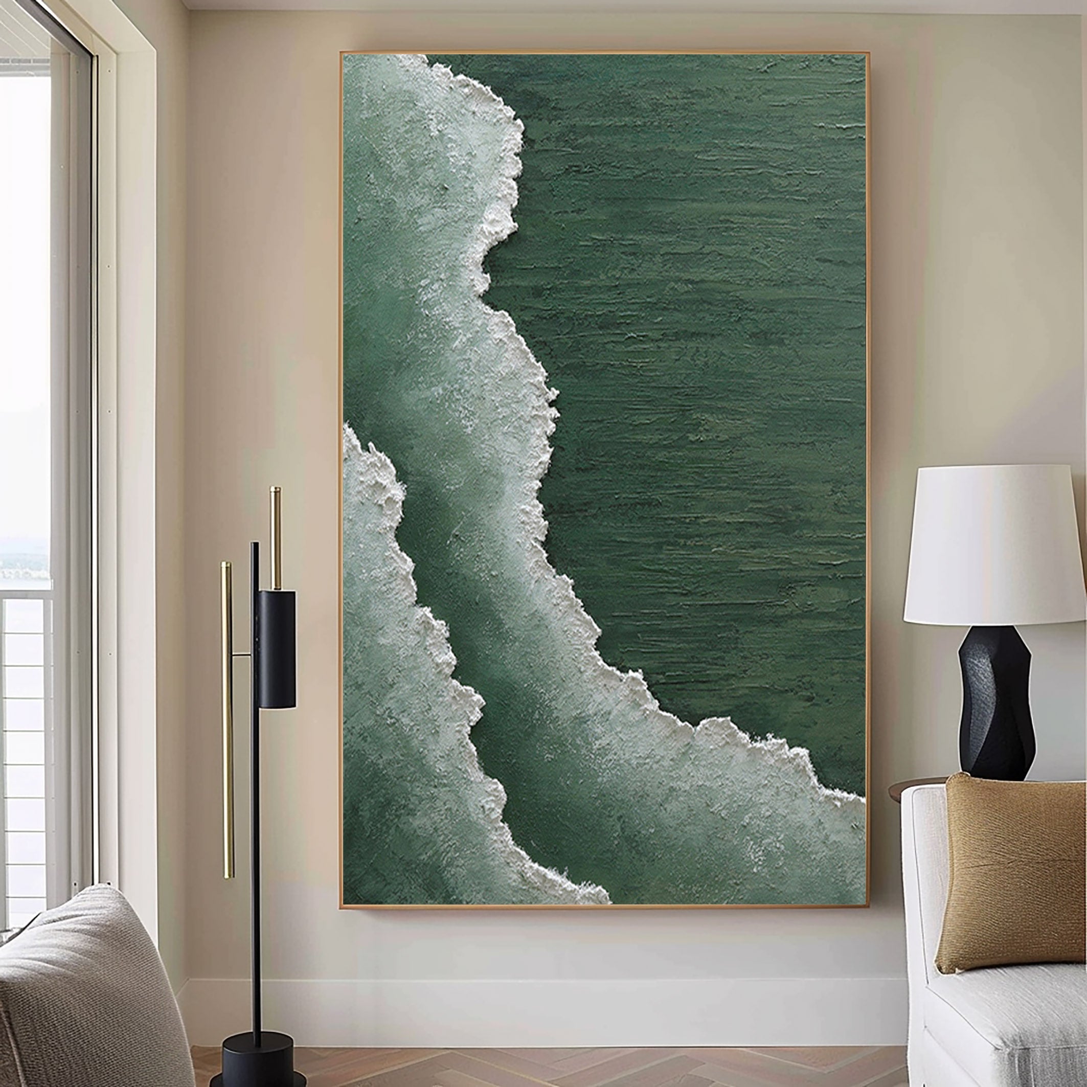 Verdant Tide: Textured Coastal Harmony