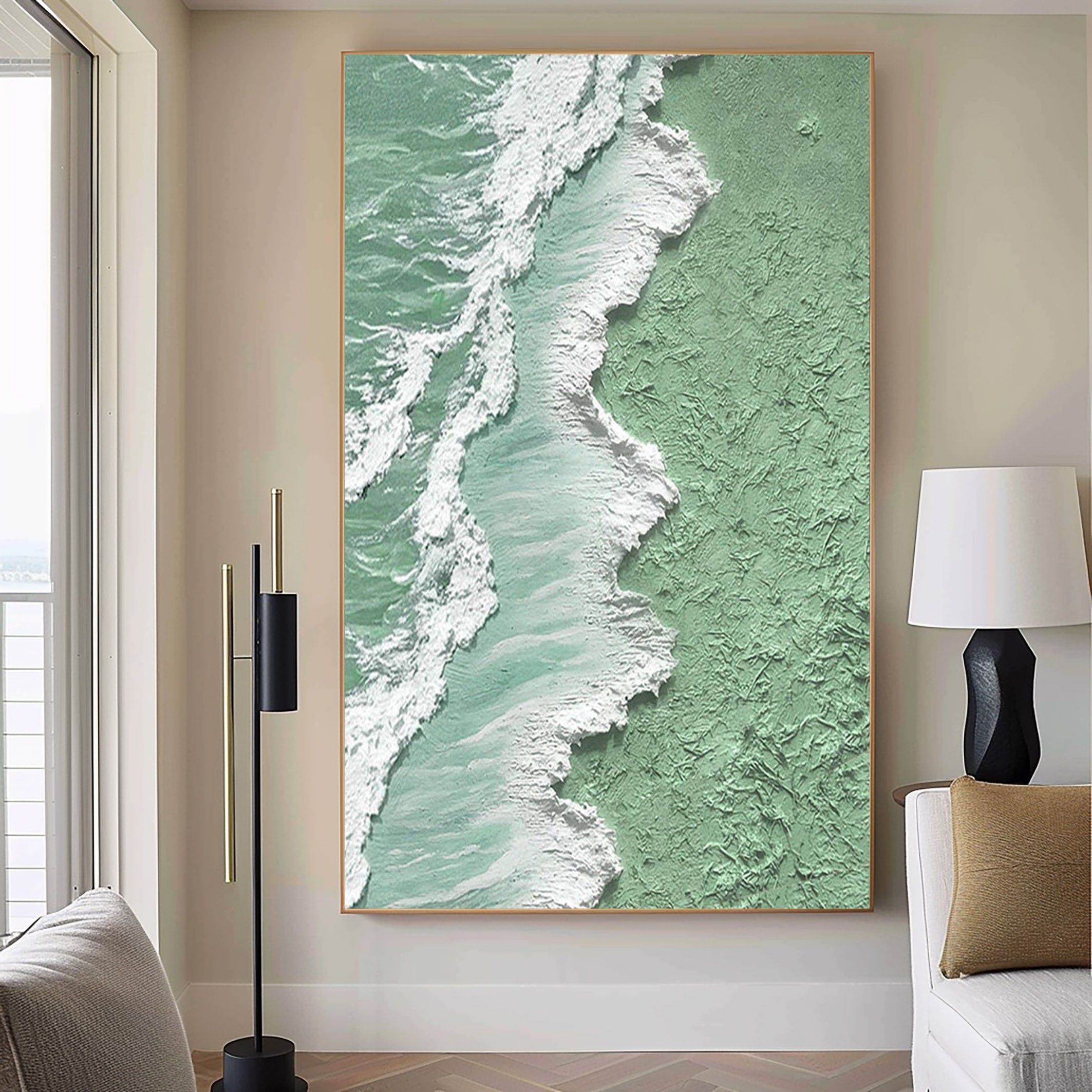 Coastal Calm: Textured Seafoam Shoreline