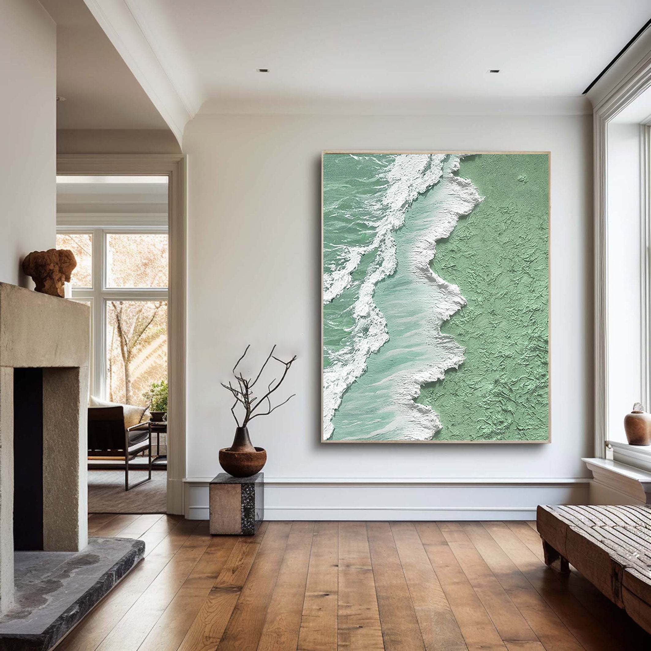 Coastal Calm: Textured Seafoam Shoreline