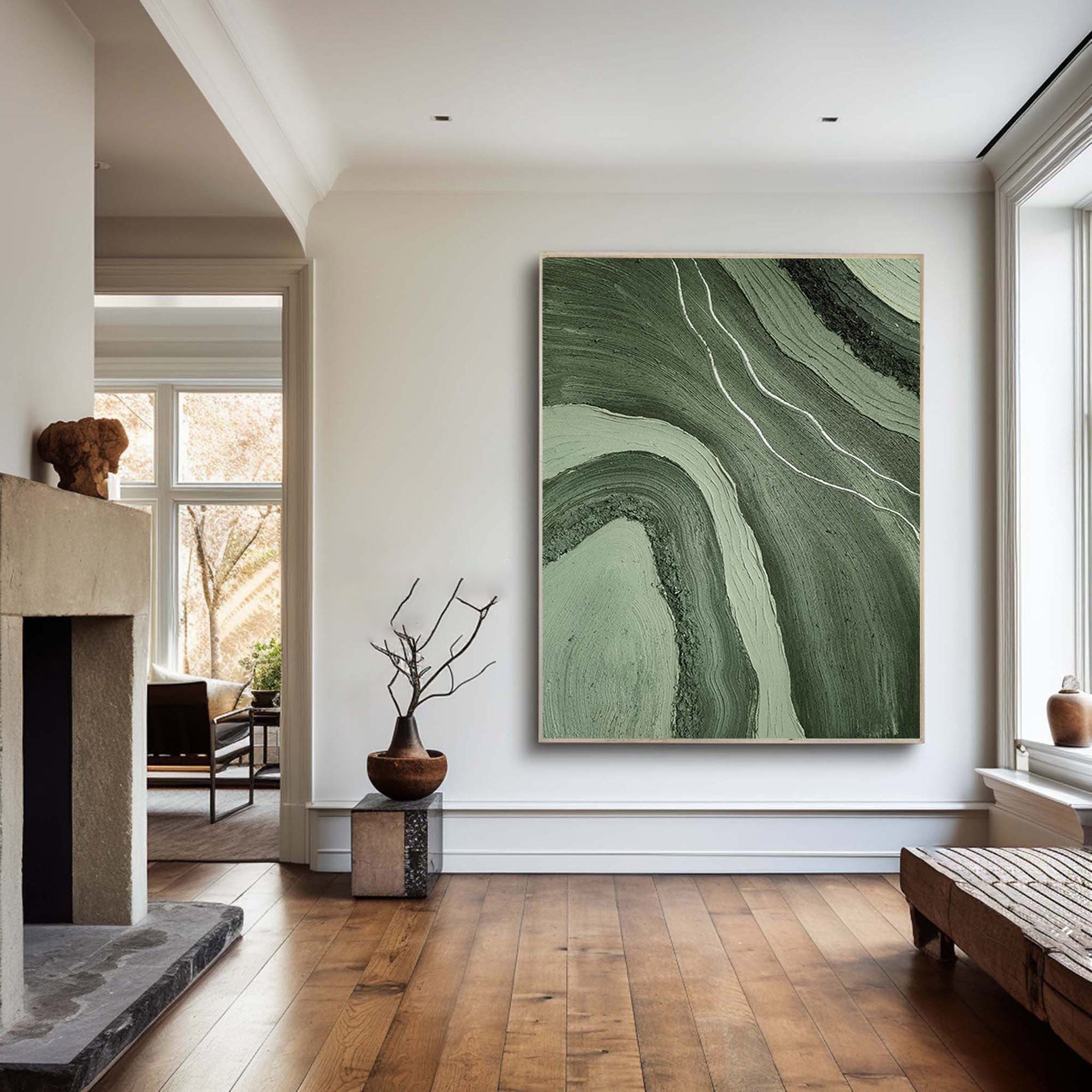 Verdant Waves: Textured Green Art