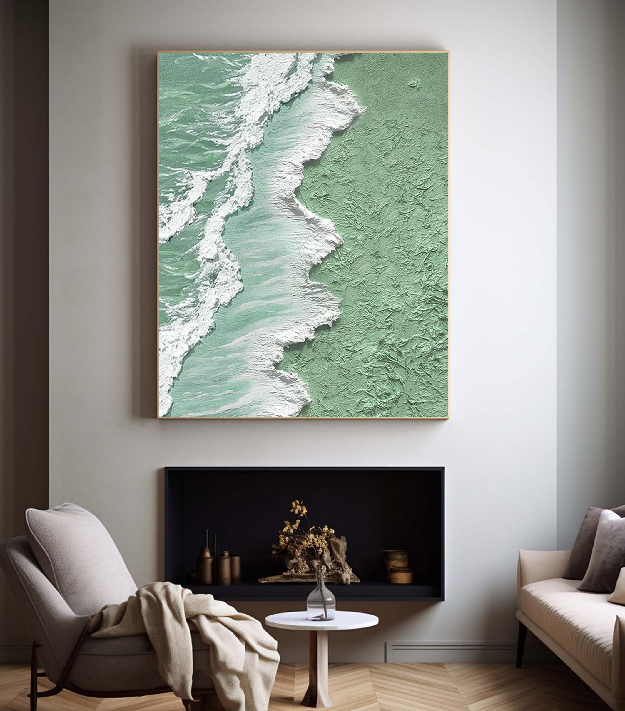 Coastal Calm: Textured Seafoam Shoreline