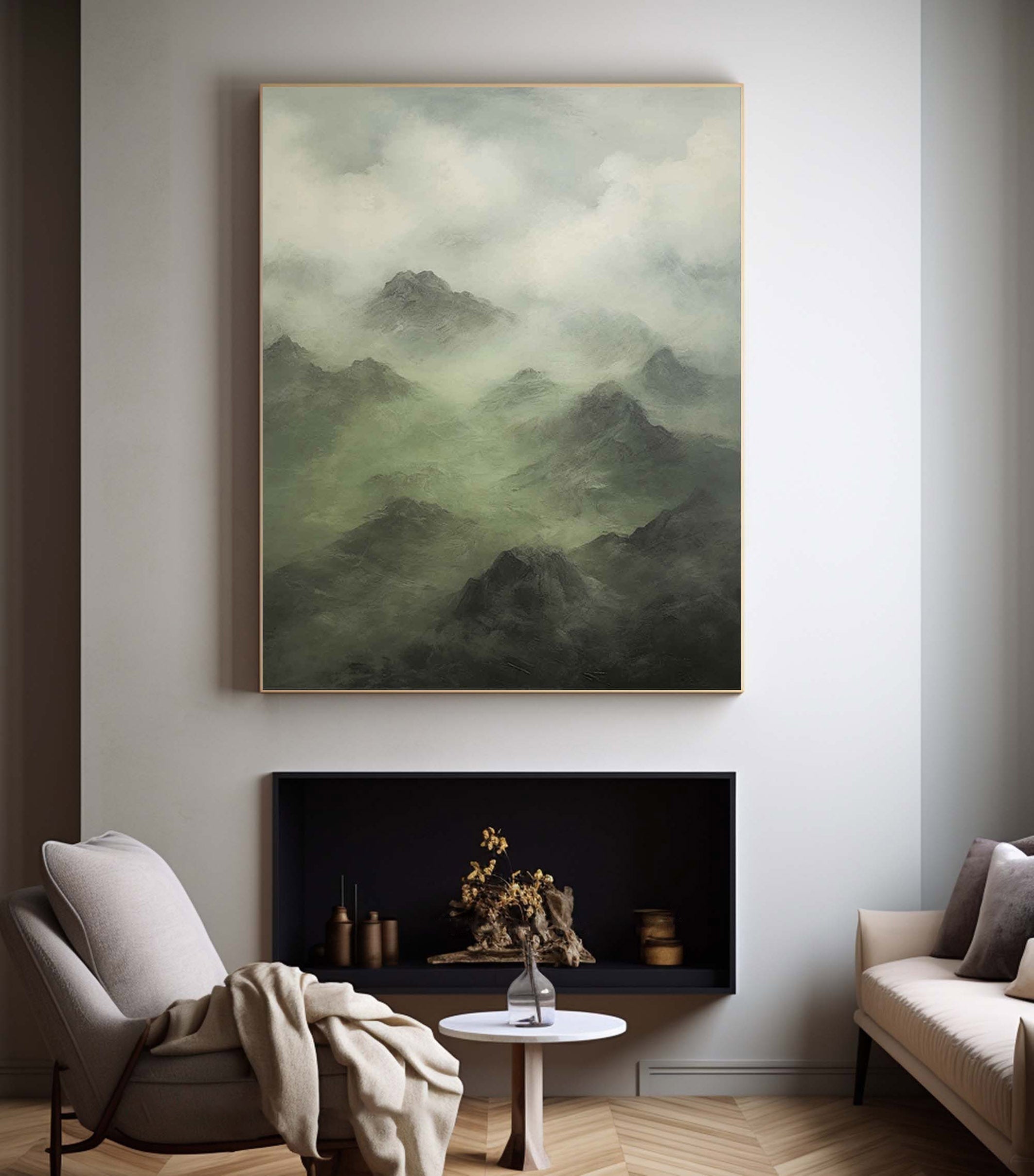 Misty Peaks: Tranquil Mountain Hues