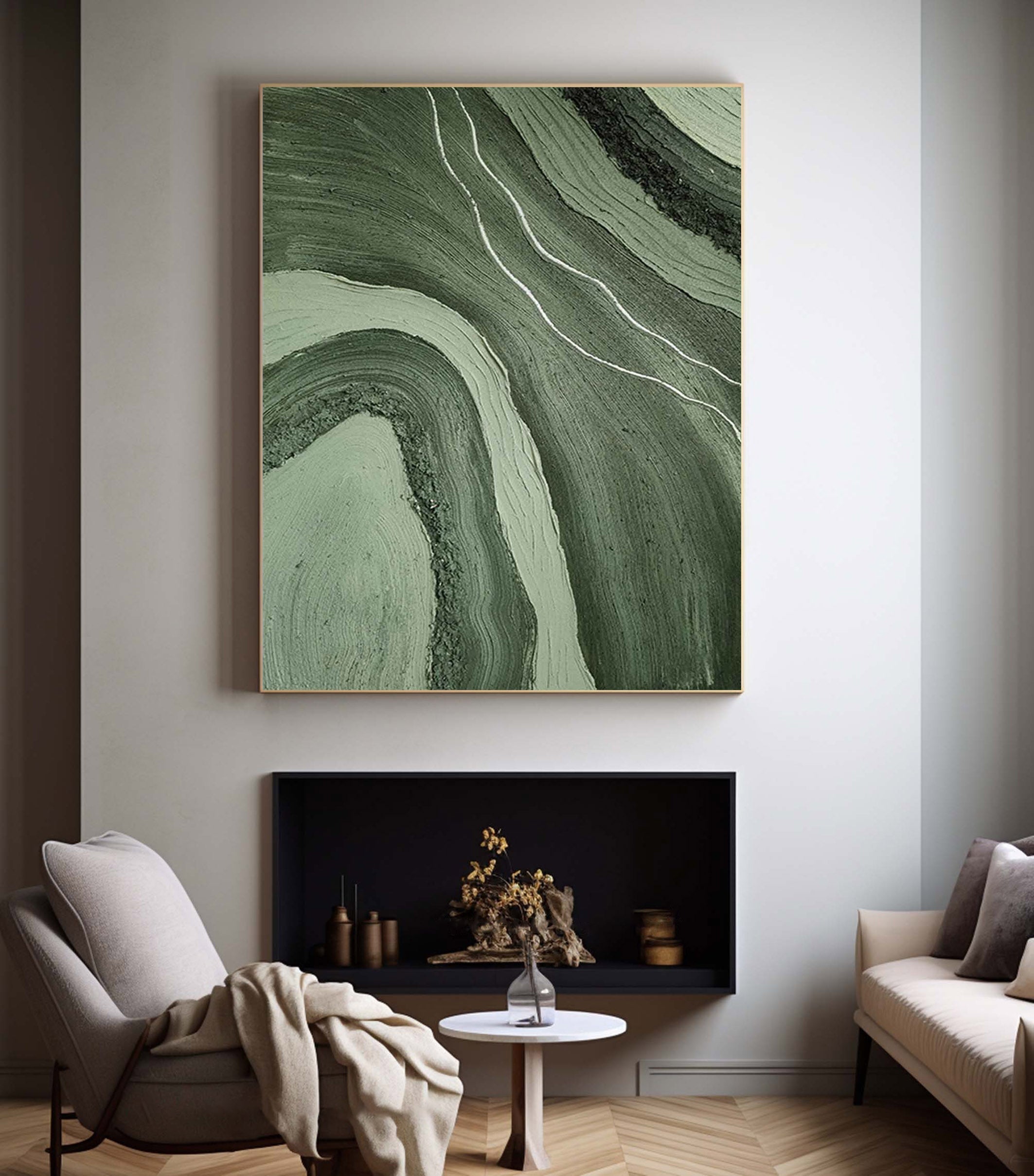 Verdant Waves: Textured Green Art