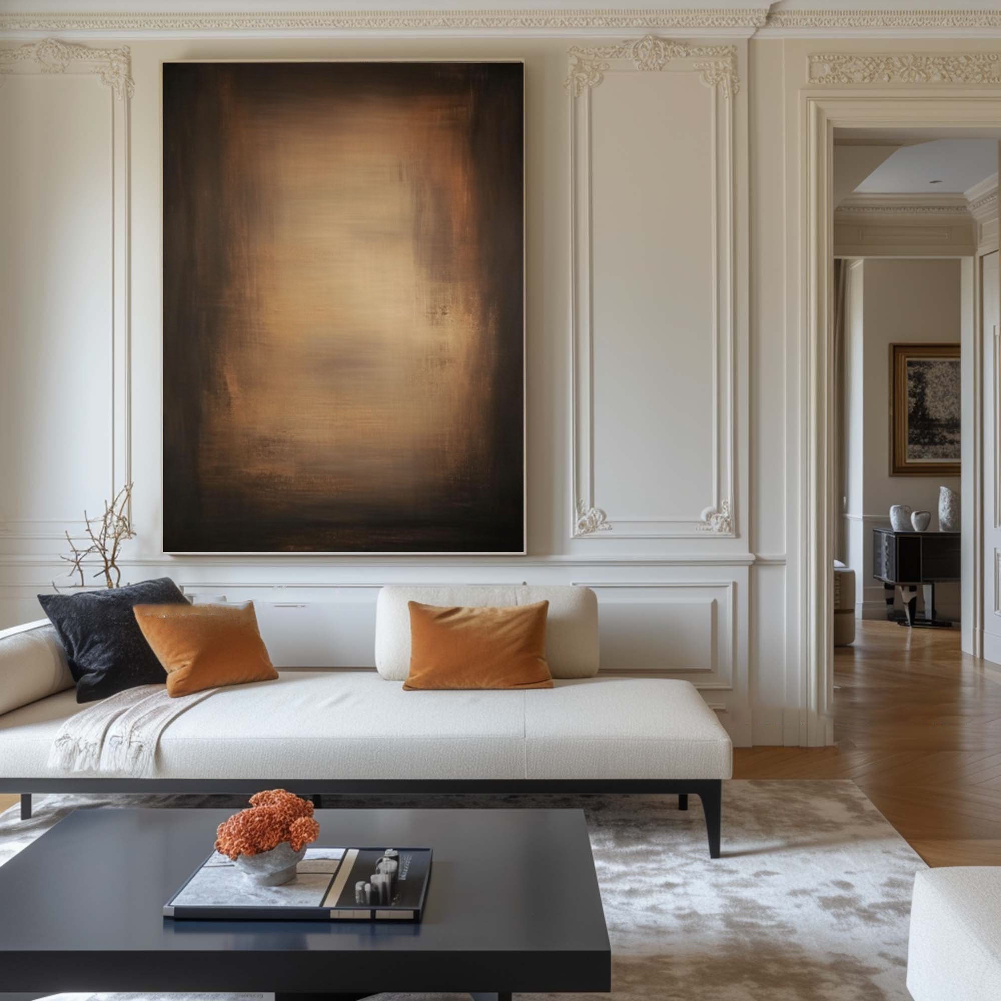 Bronze Glow: Minimalist Abstract Canvas with Warm Tones