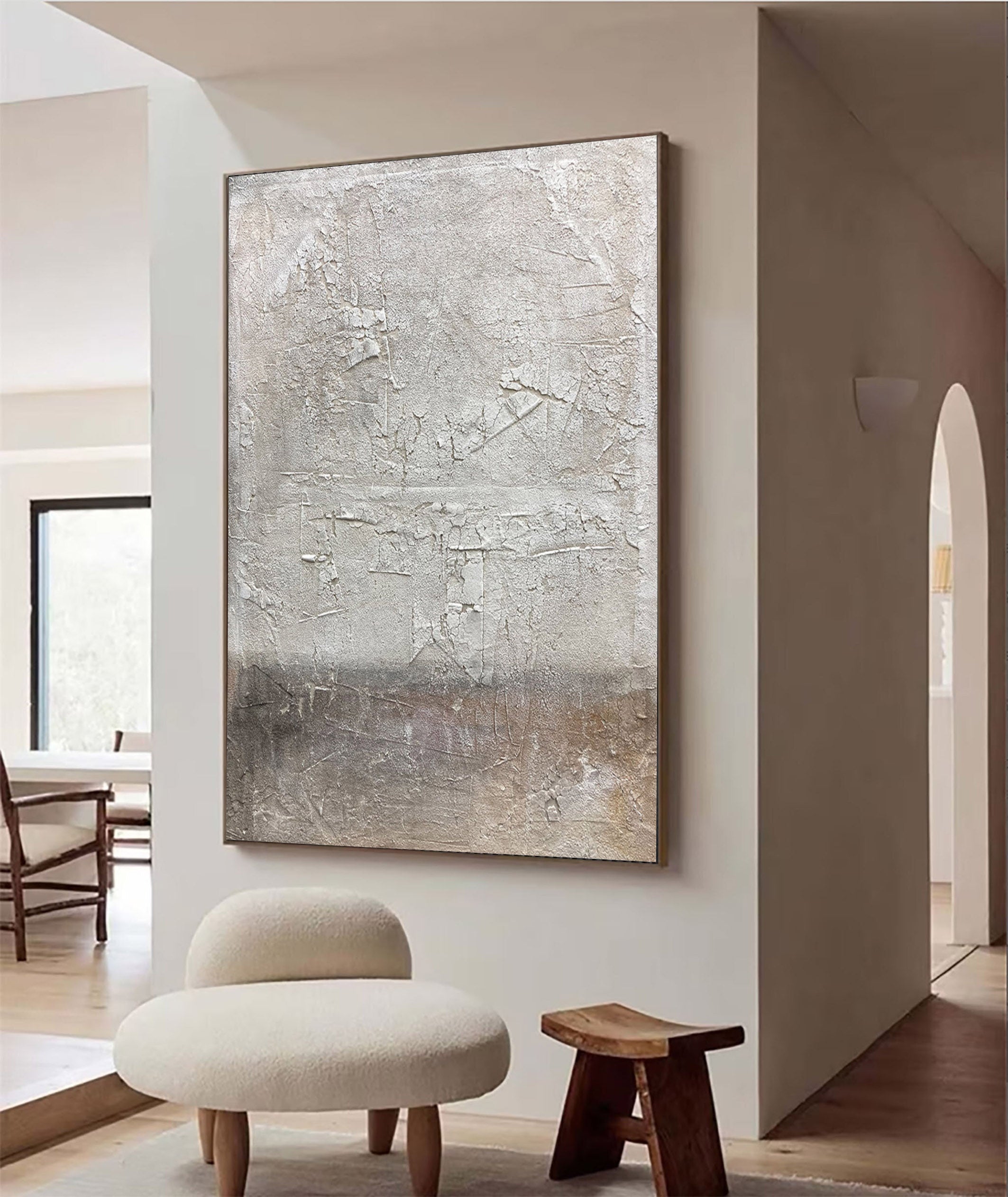 Silver Veil: Metallic Abstract Art