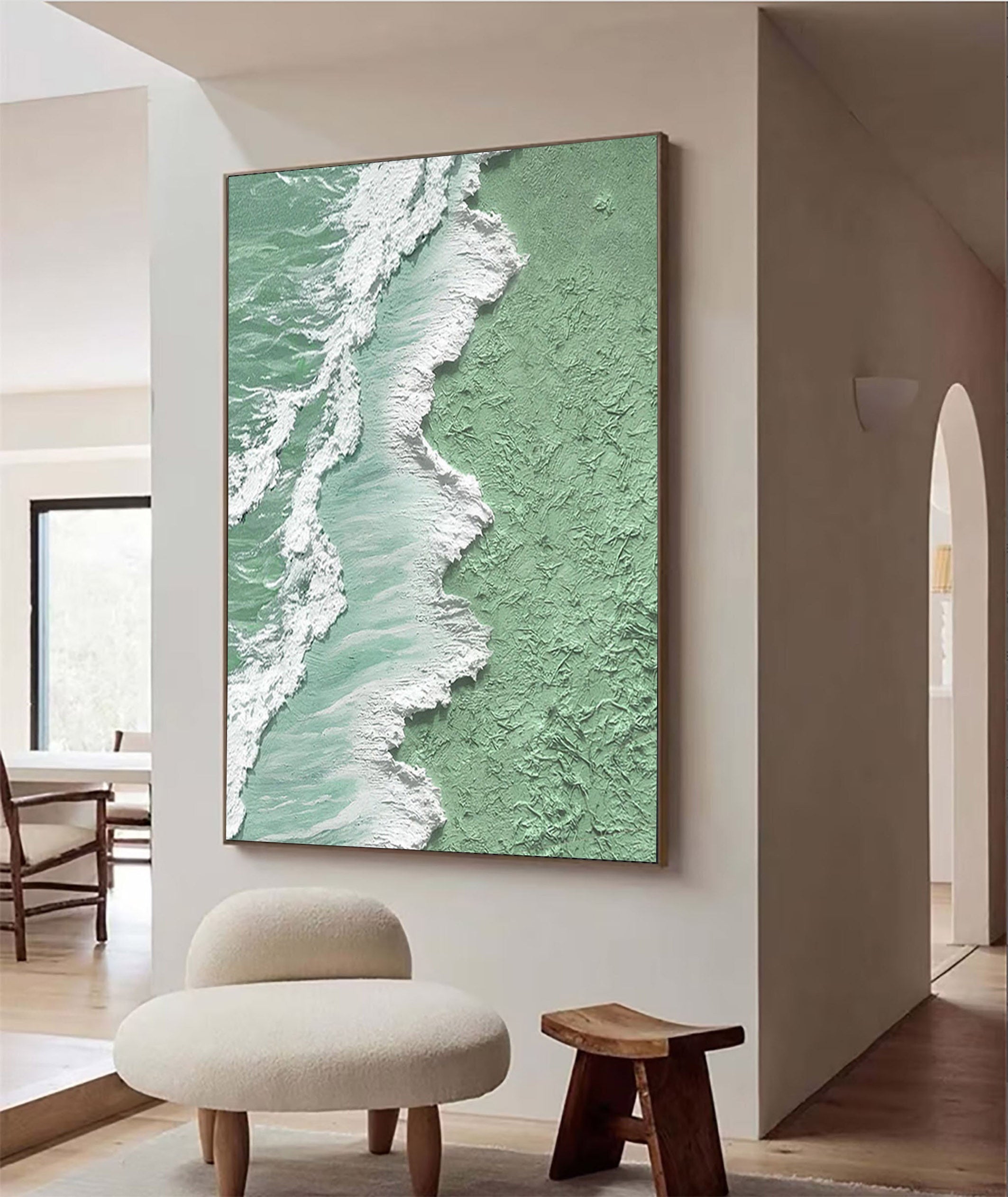 Coastal Calm: Textured Seafoam Shoreline