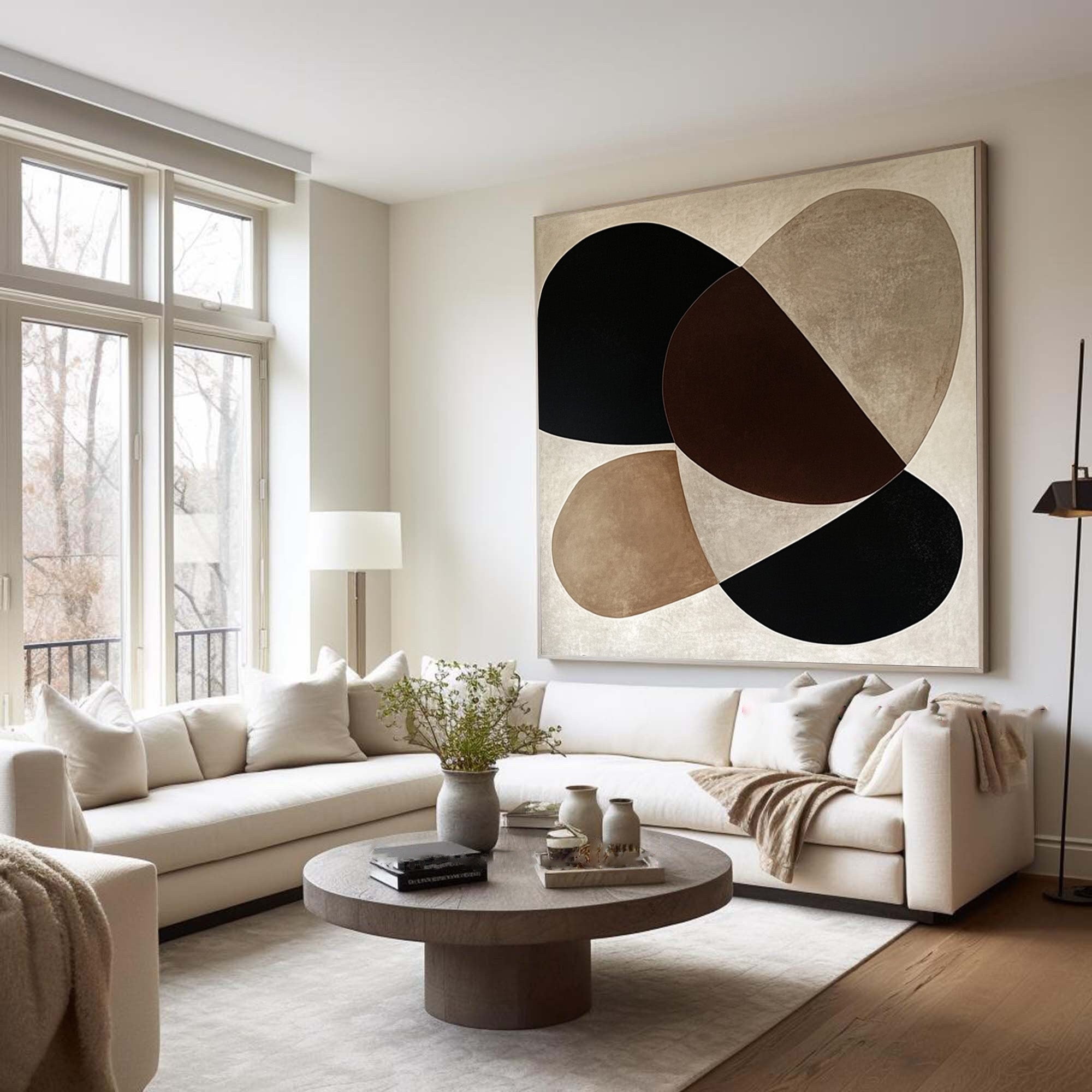 Organic Harmony: Abstract Geometric Canvas in Earth Tones