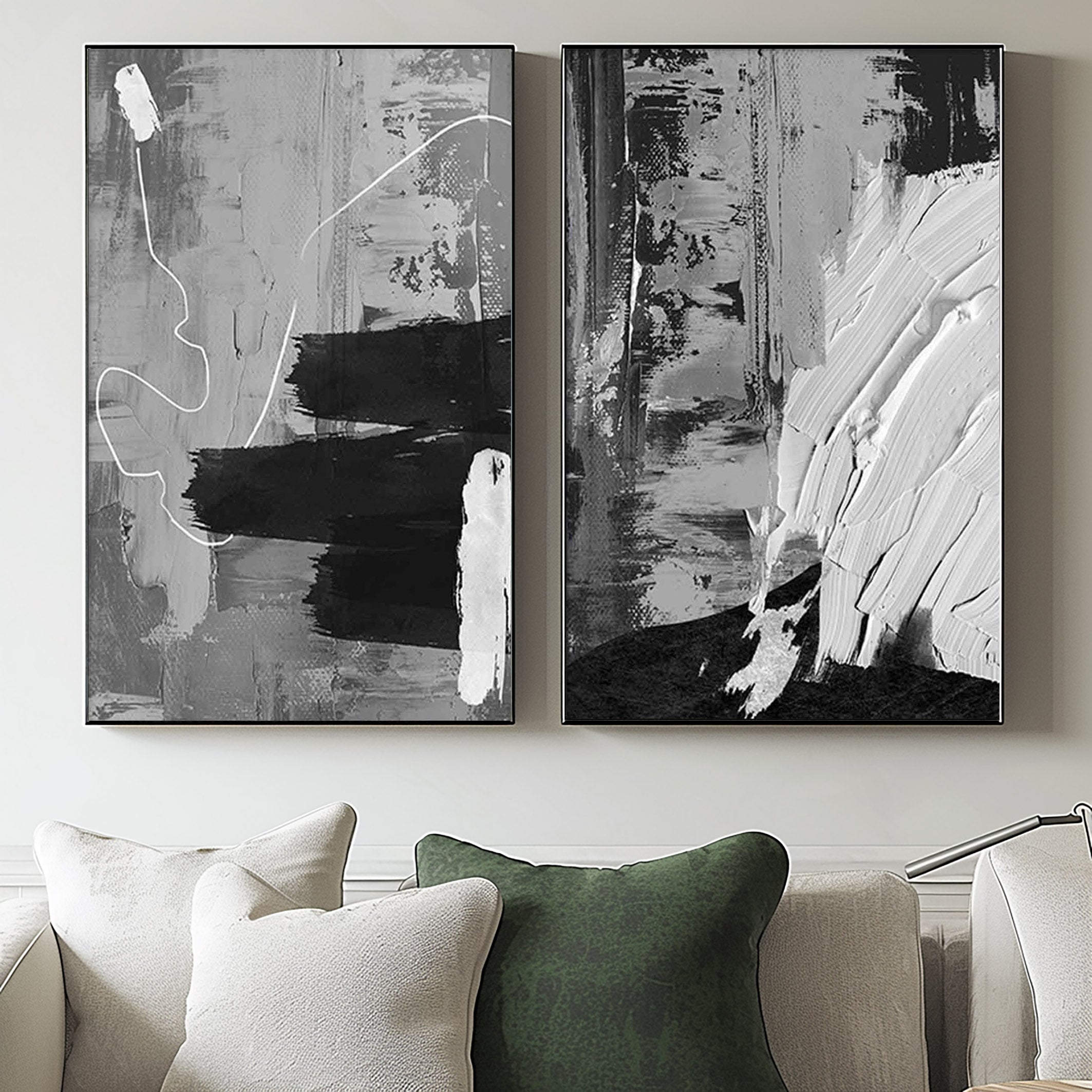 Black & White Minimalist Painting Set Of 2 #BWS 005