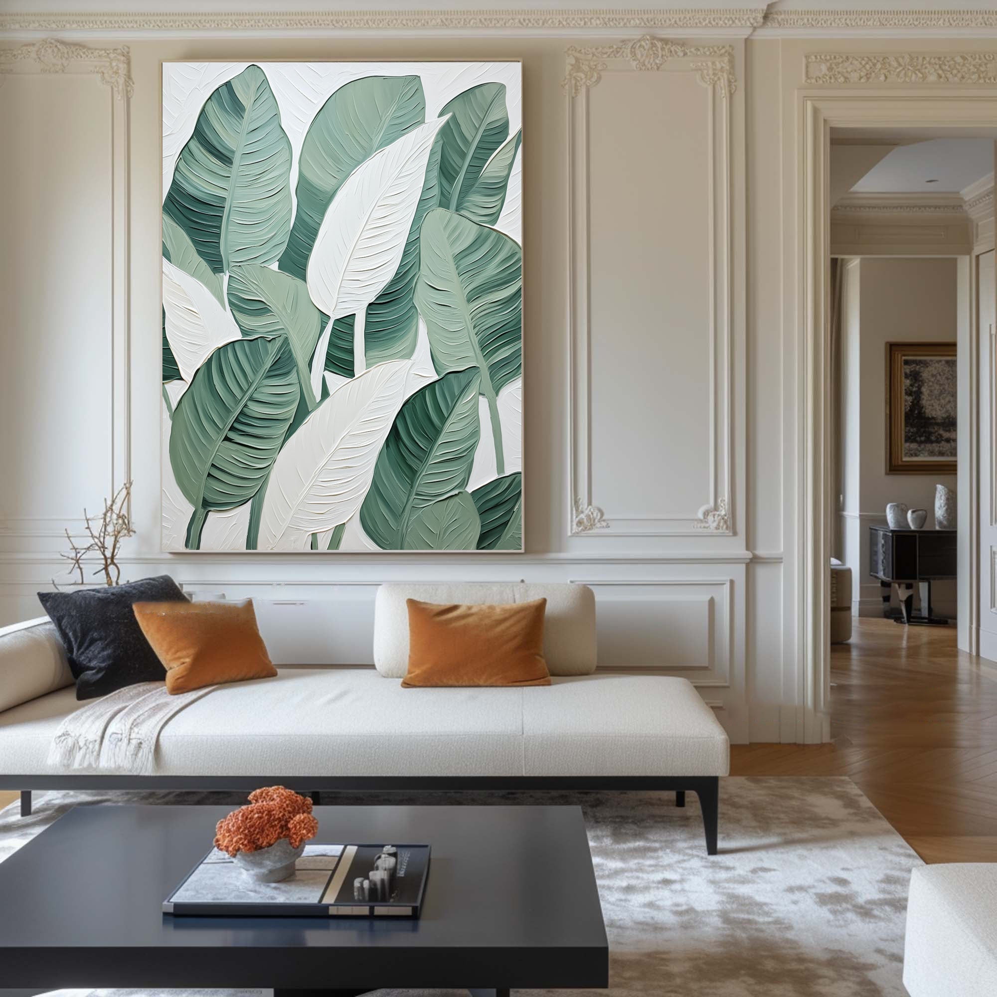 Tropical Serenity: Leafy Canvas Art