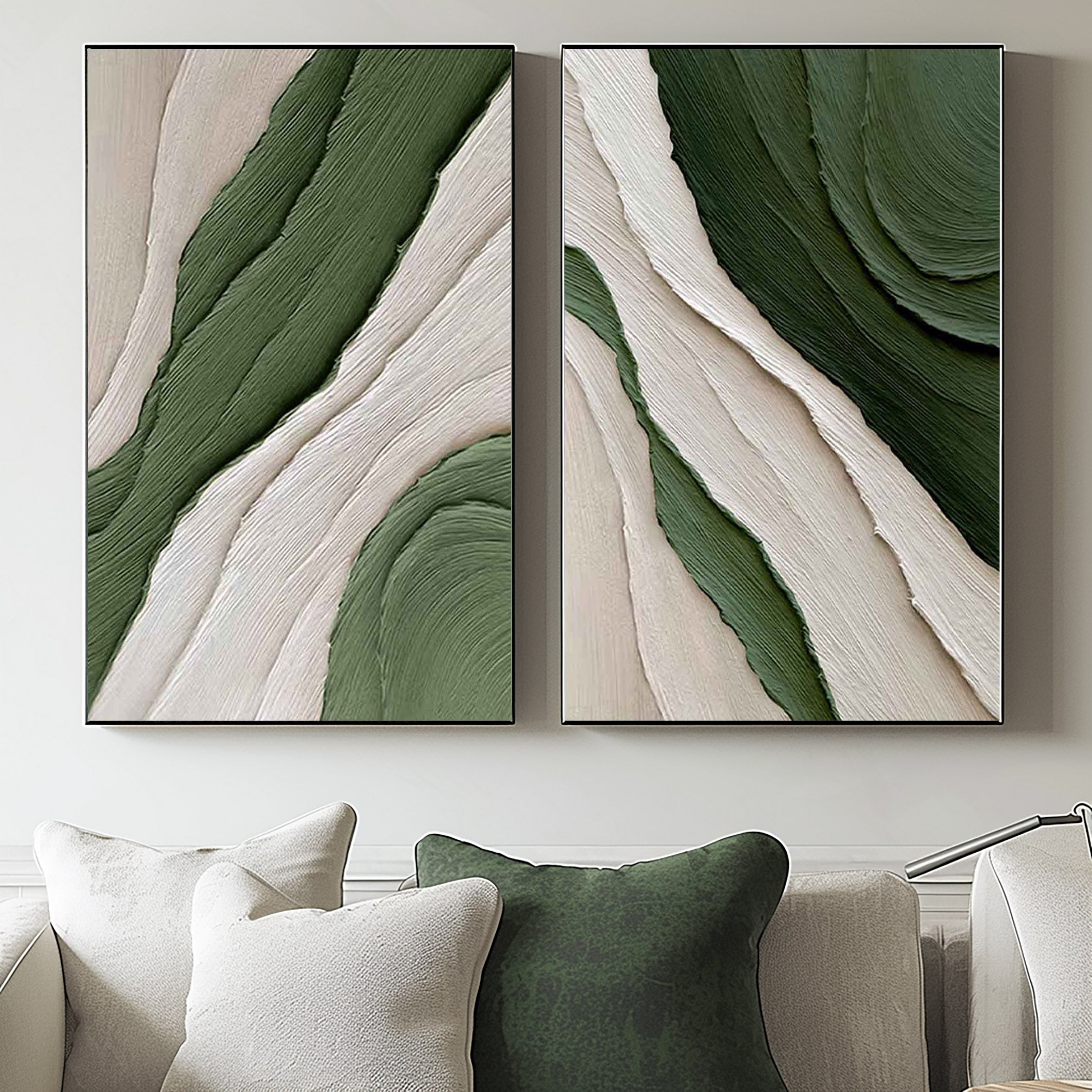 Blue & Green Minimalist Painting Set Of 2 #BGS 002