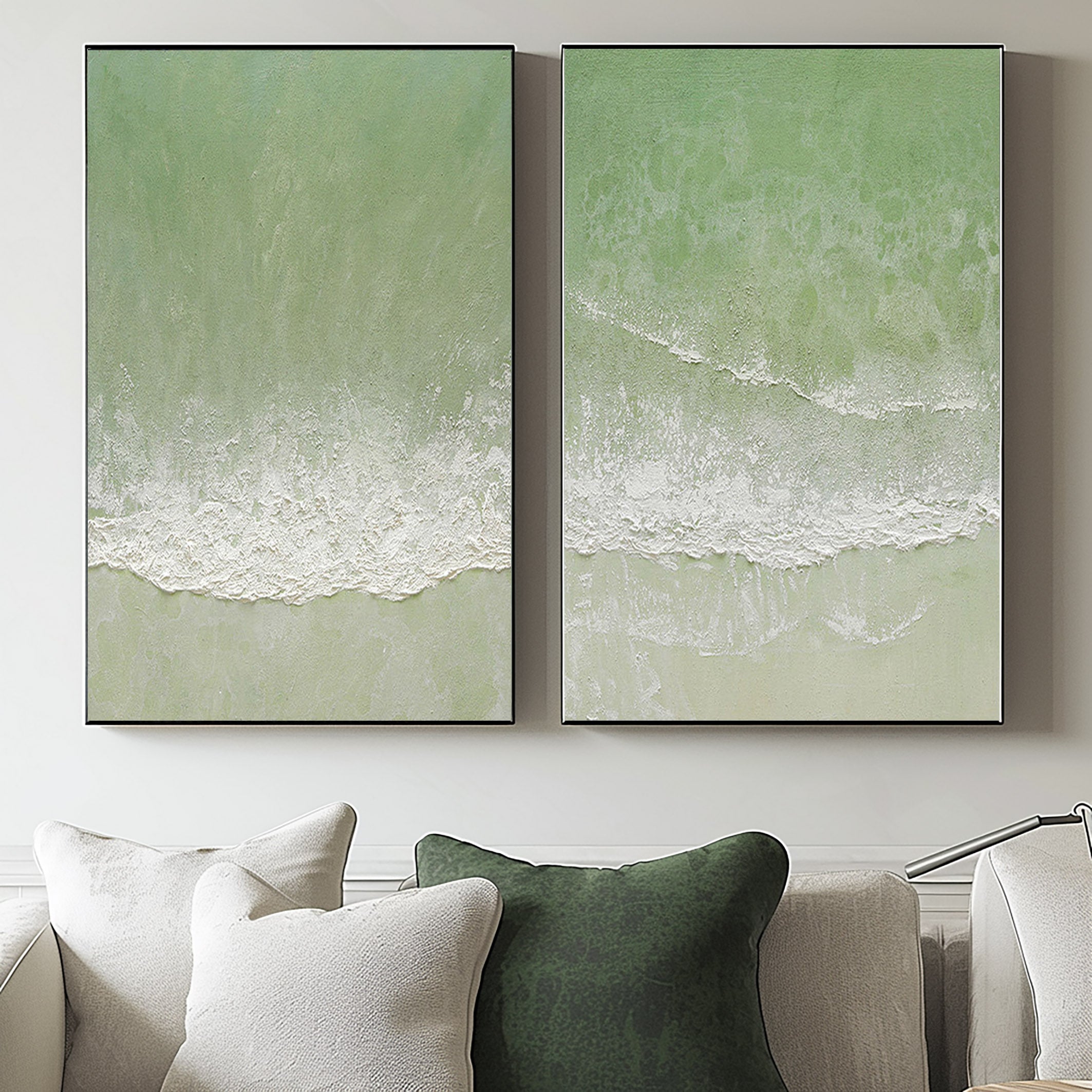 Blue & Green Minimalist Painting Set Of 2 #BGS 001