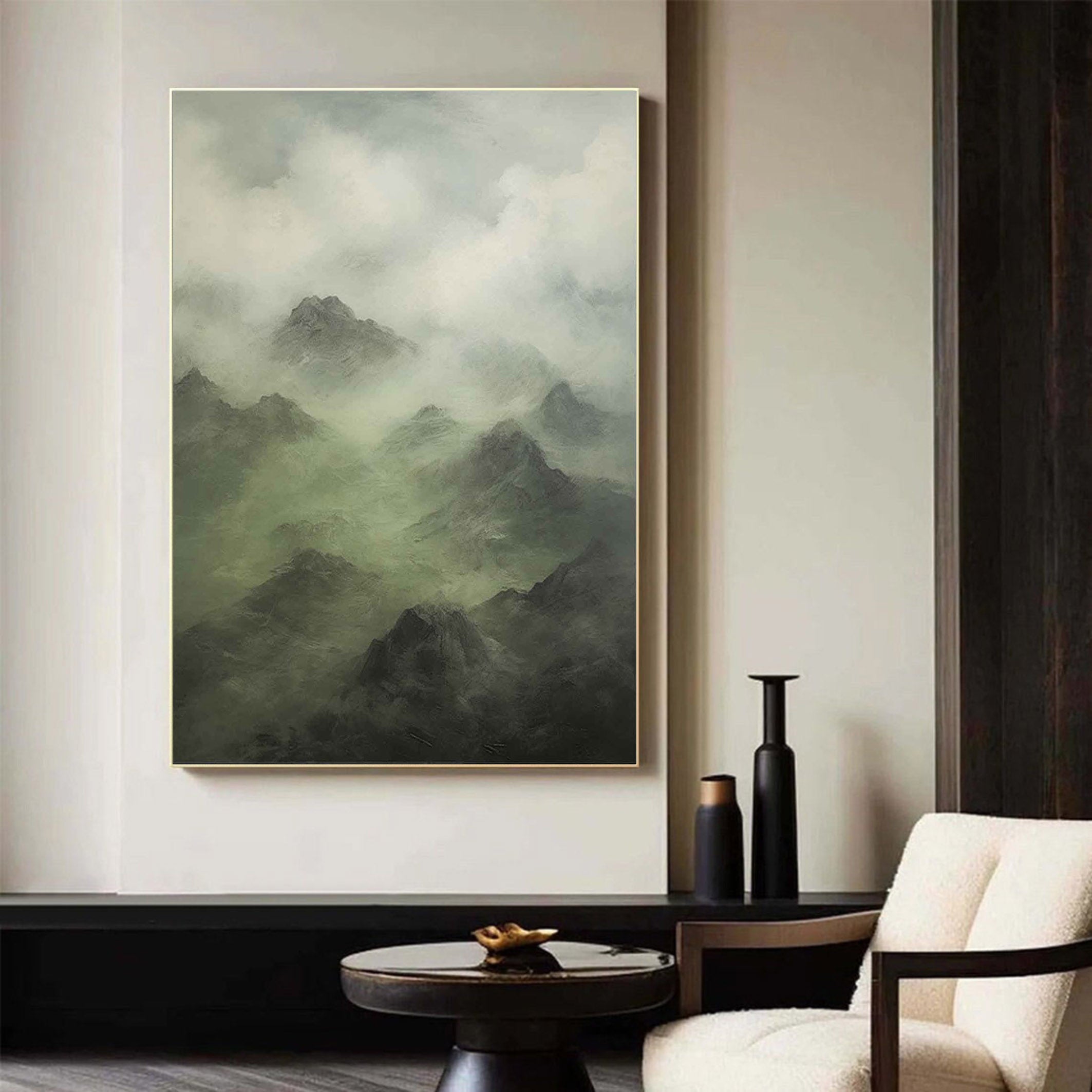 Misty Peaks: Tranquil Mountain Hues