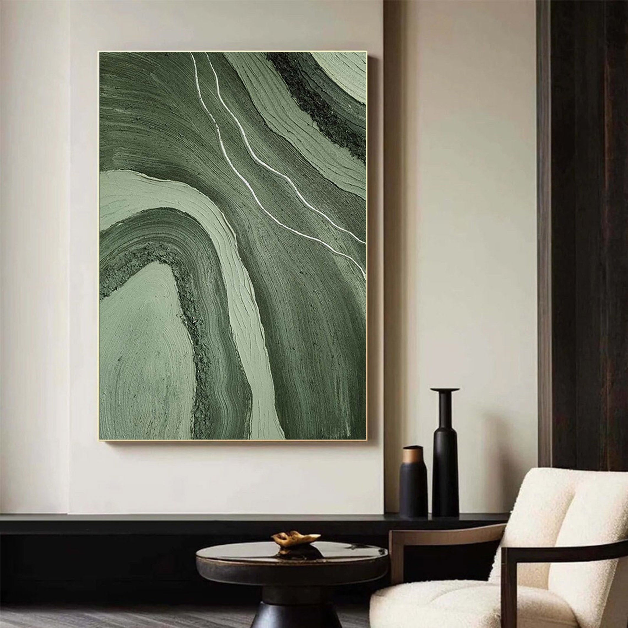 Verdant Waves: Textured Green Art