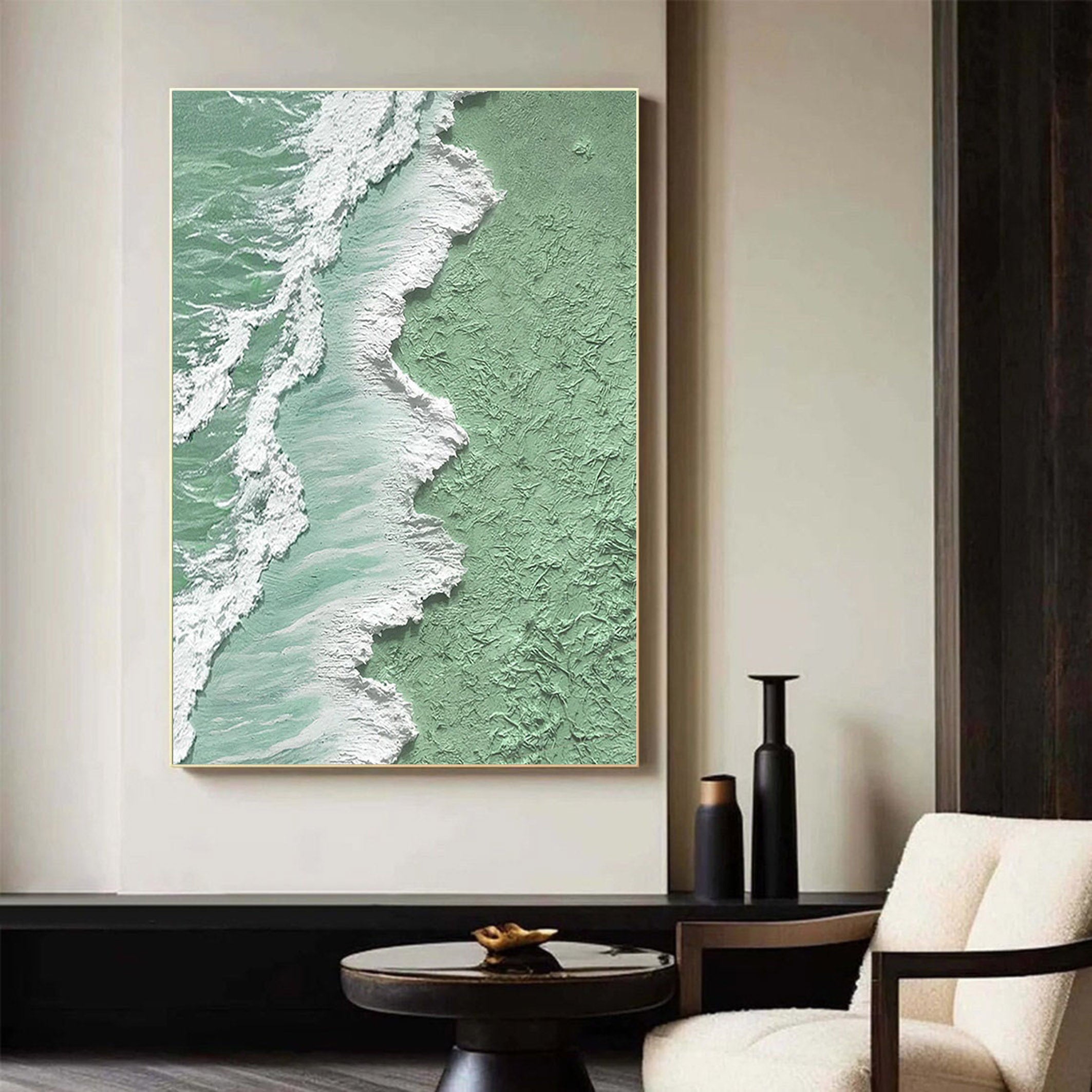 Coastal Calm: Textured Seafoam Shoreline