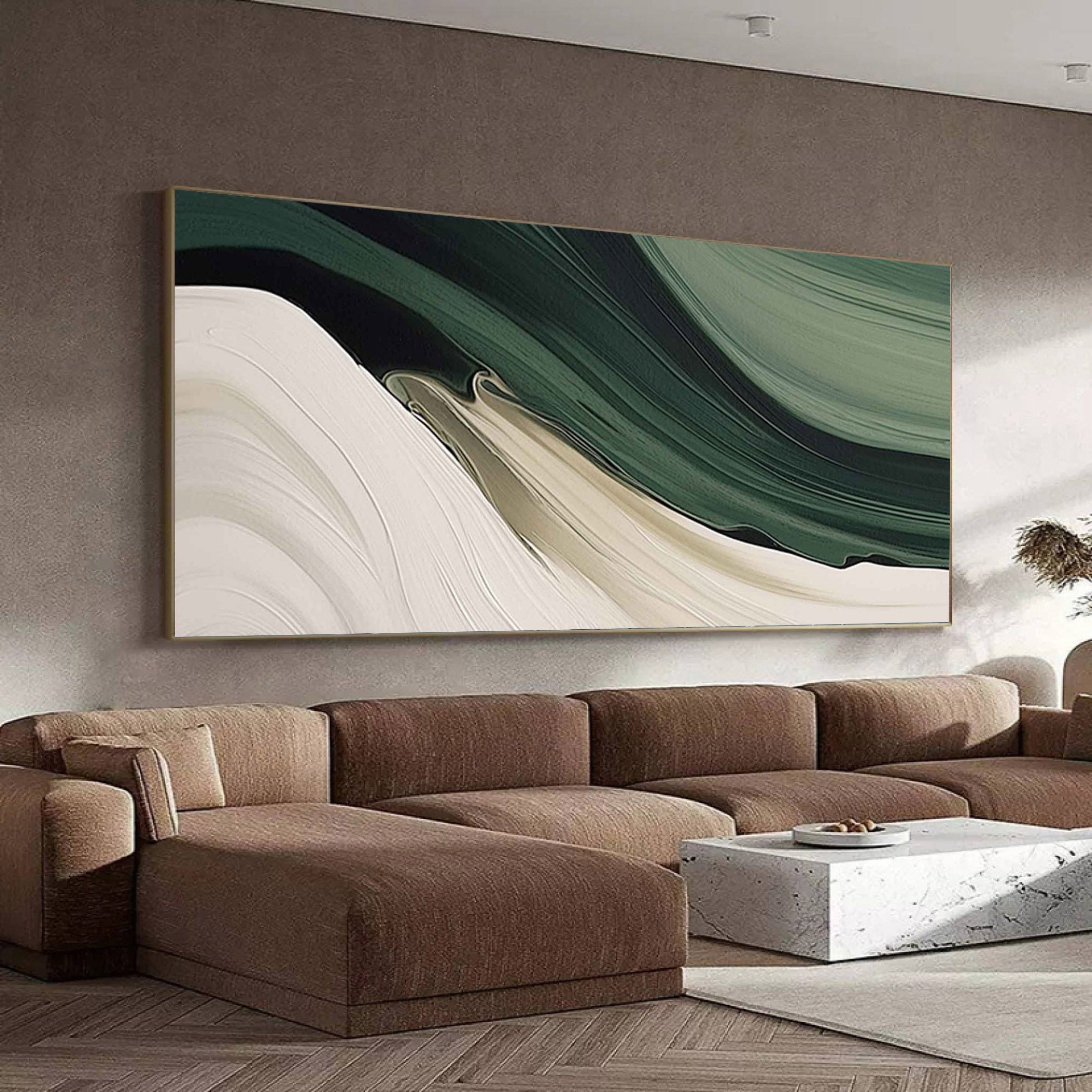 Emerald Flow: Abstract Wave Art