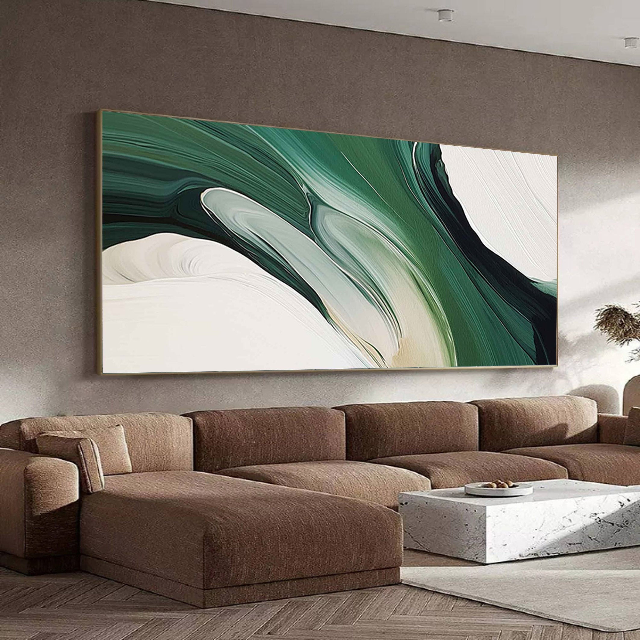 Emerald Waves: Modern Abstract Art