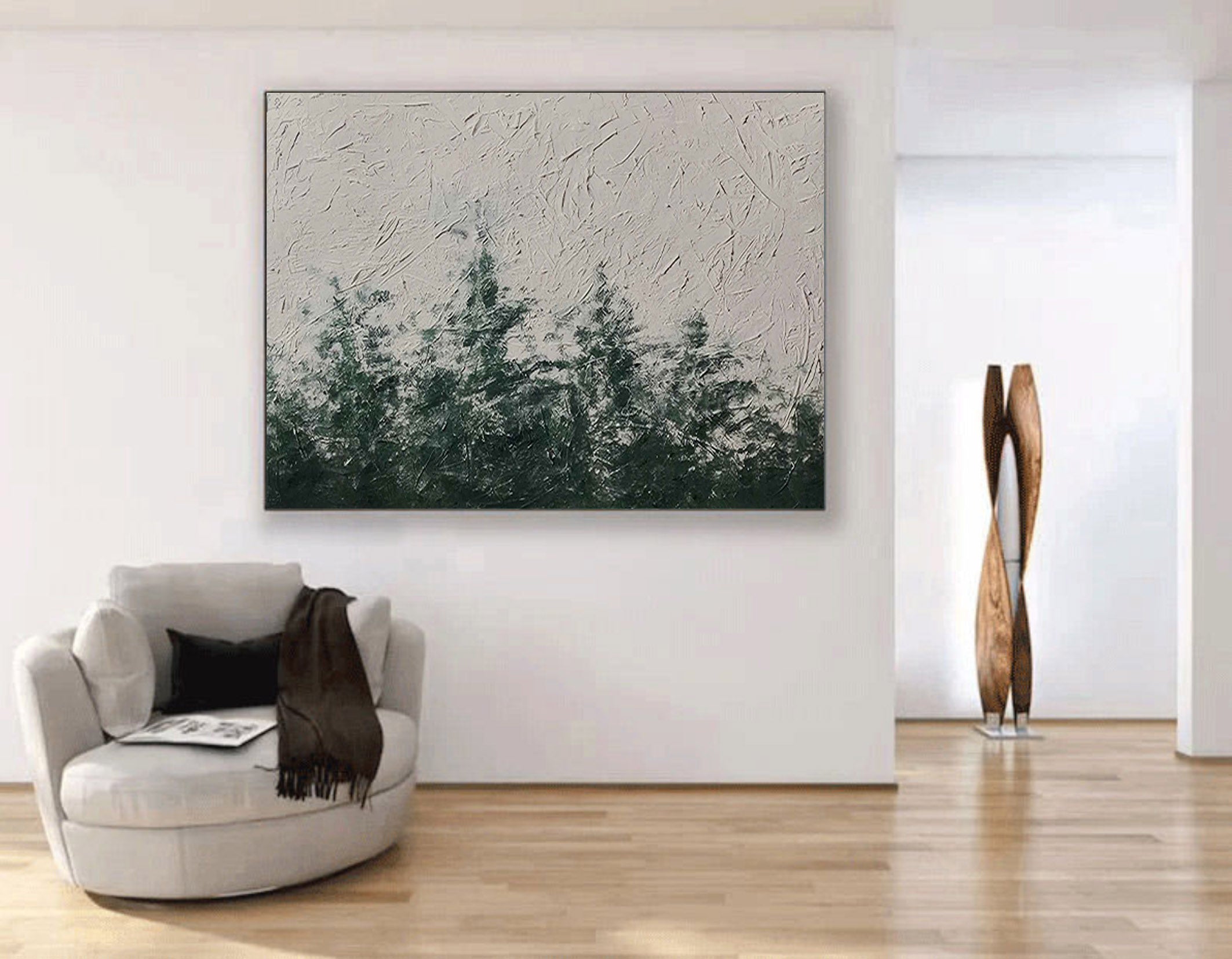 Forest Veil: Textured Abstract Canvas