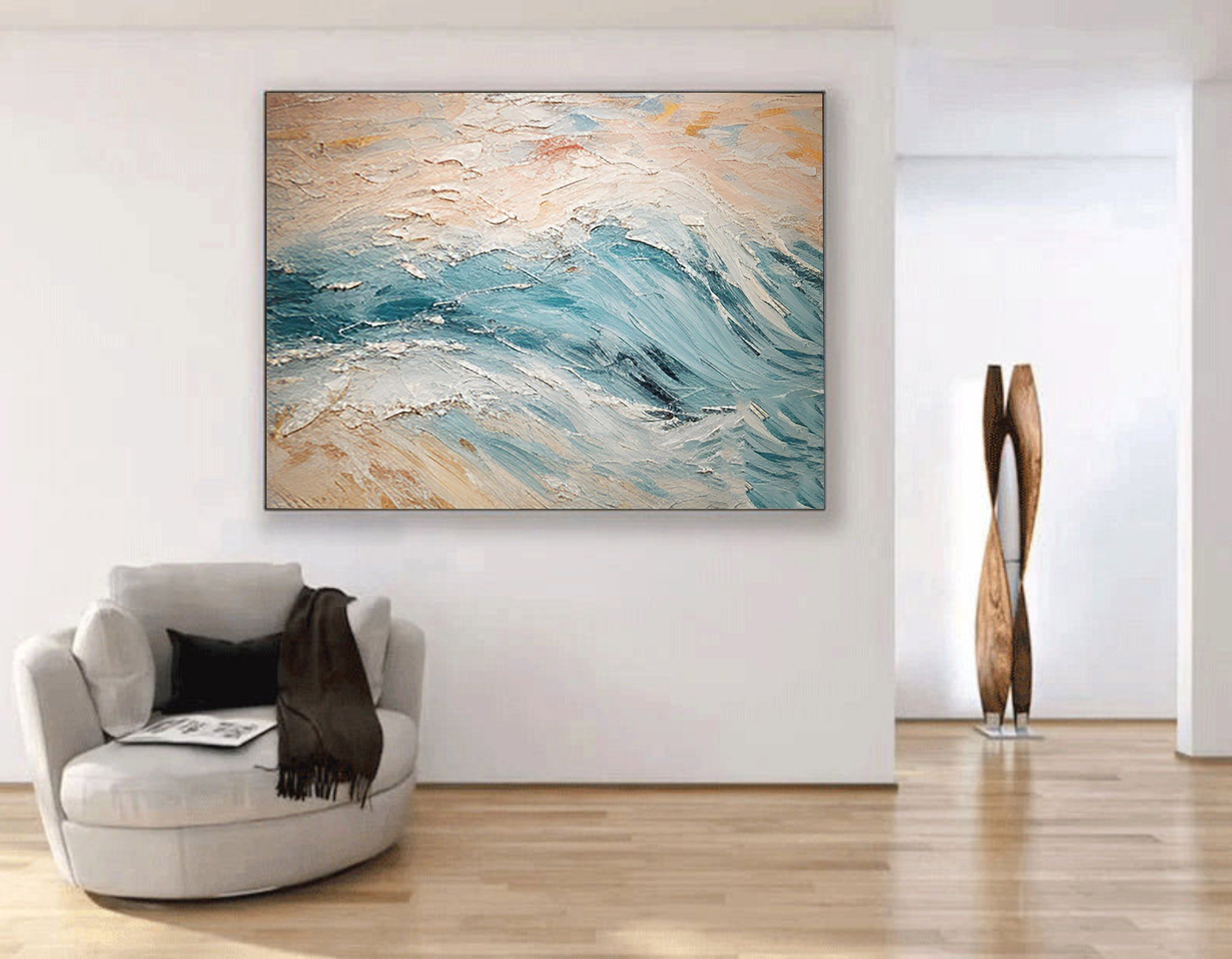 Oceanic Rhythm: Abstract Waves on Canvas