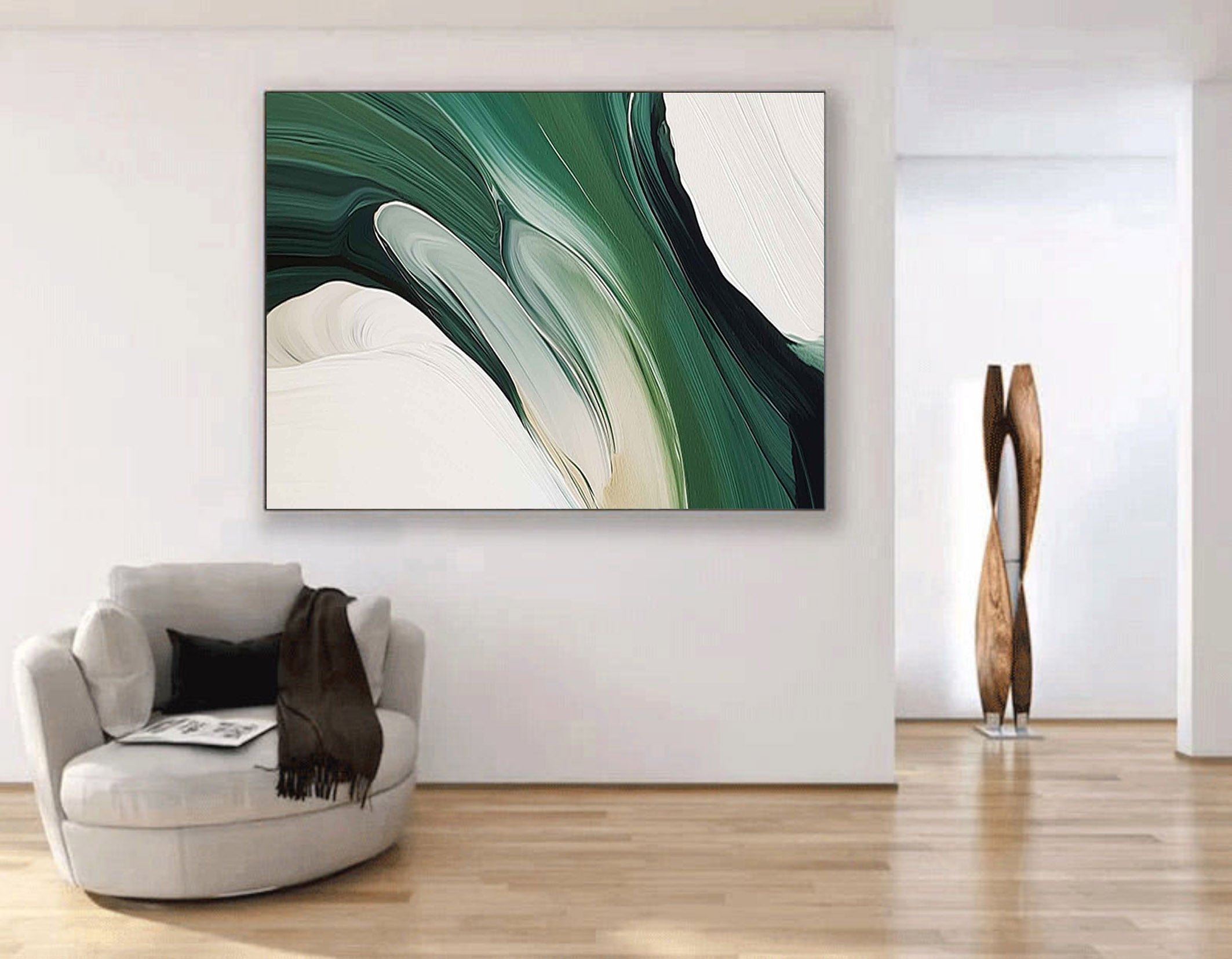 Emerald Waves: Modern Abstract Art