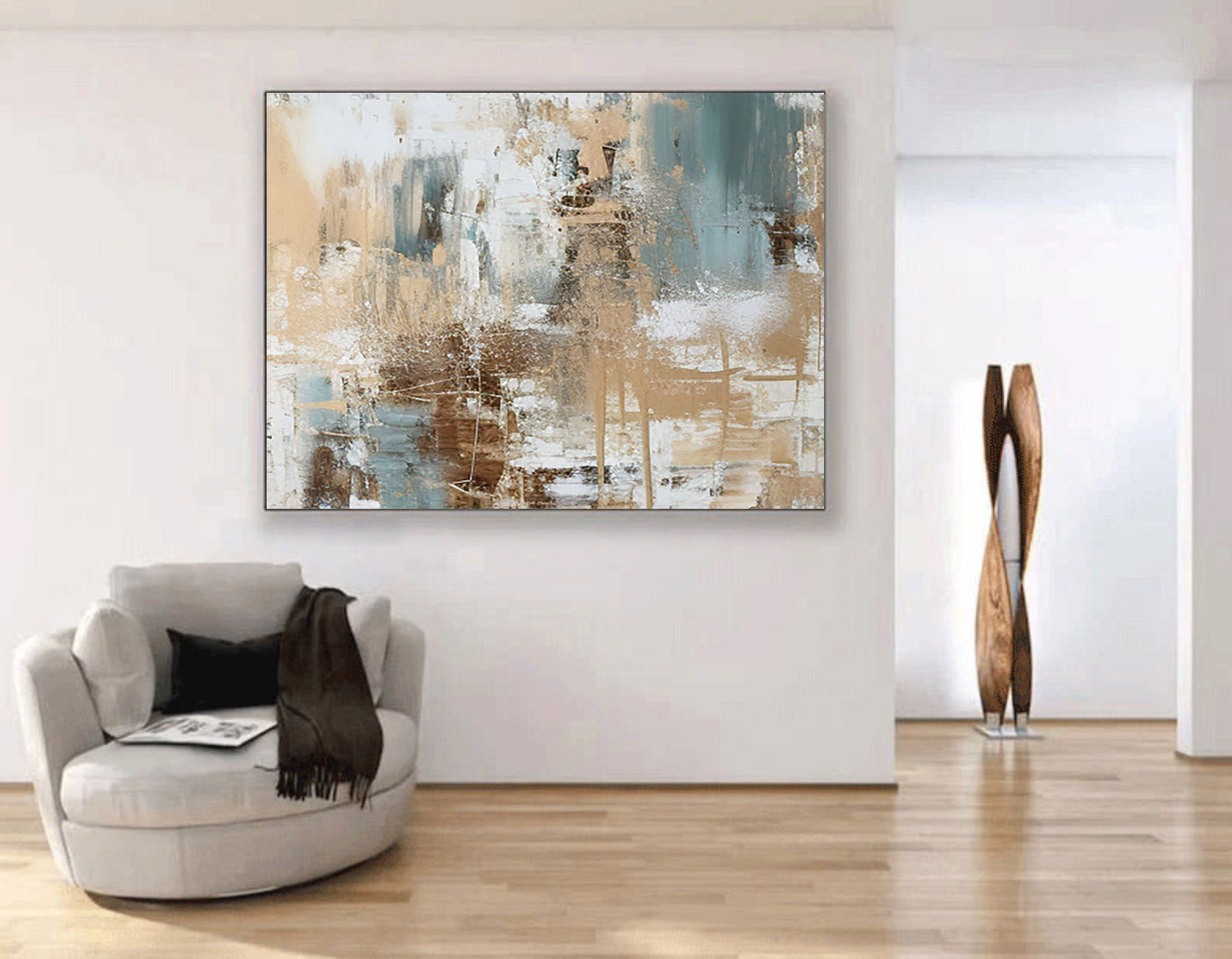 Whispered Reflections: Abstract Textured Canvas