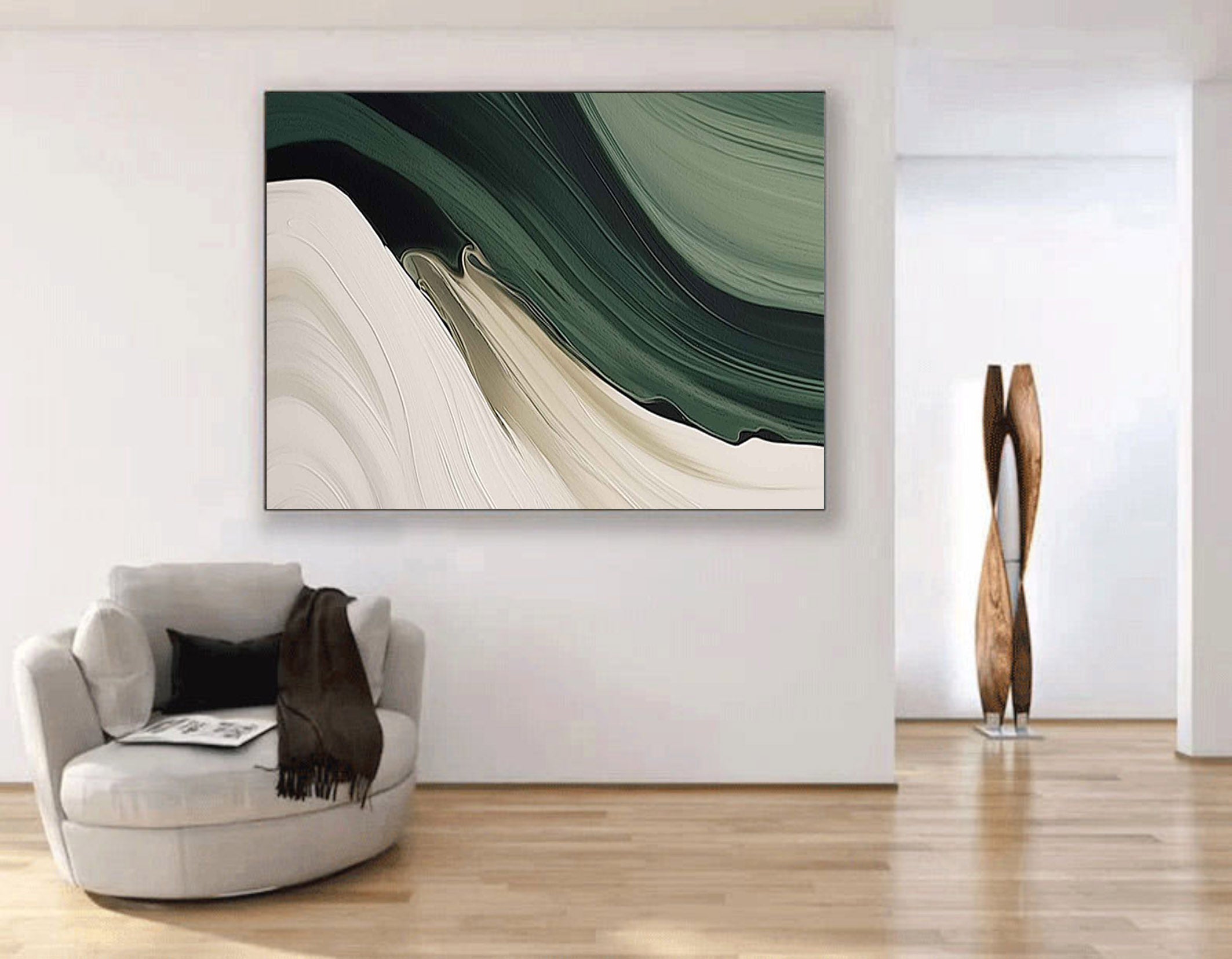 Emerald Flow: Abstract Wave Art