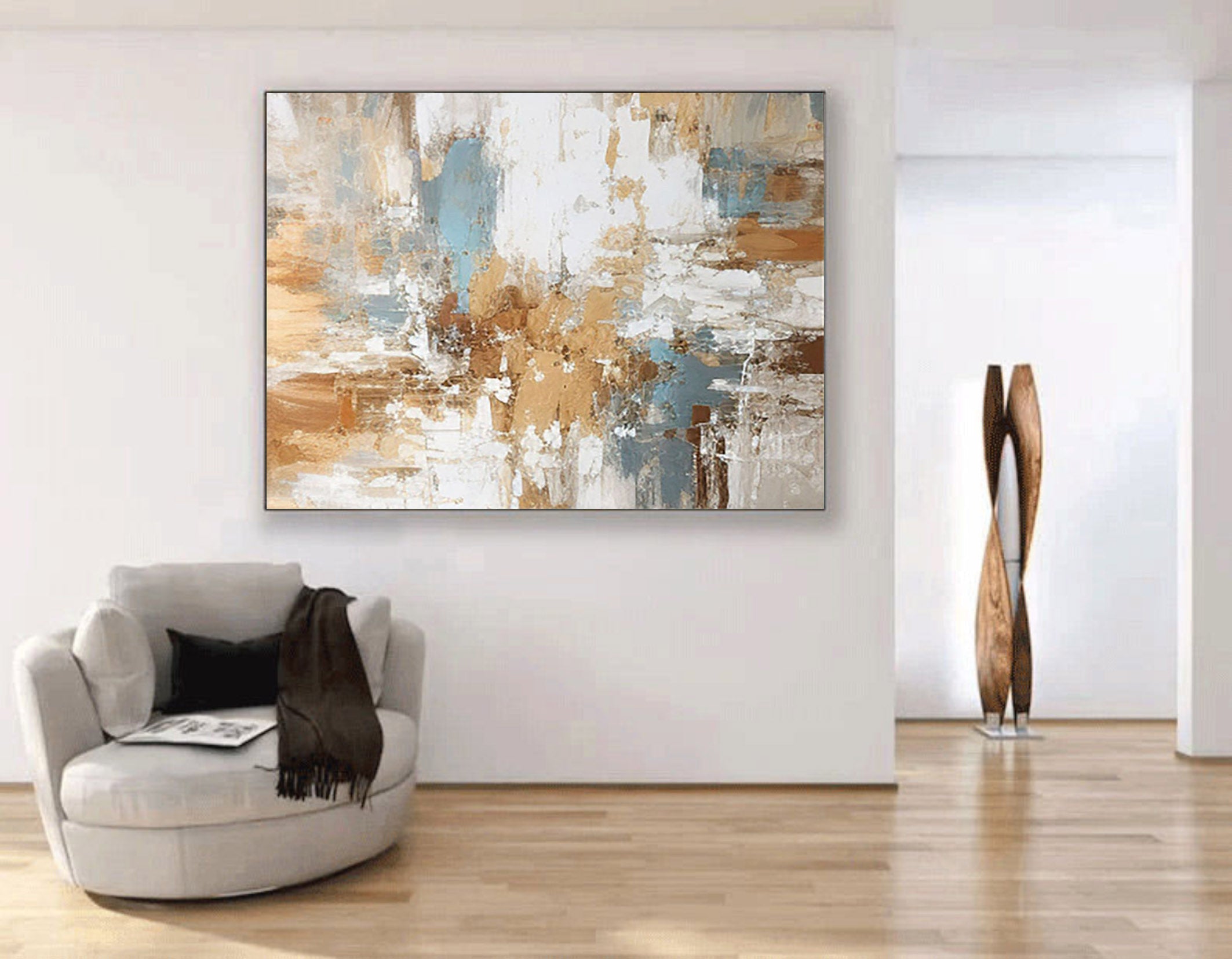 Golden Mirage: Abstract Canvas Art