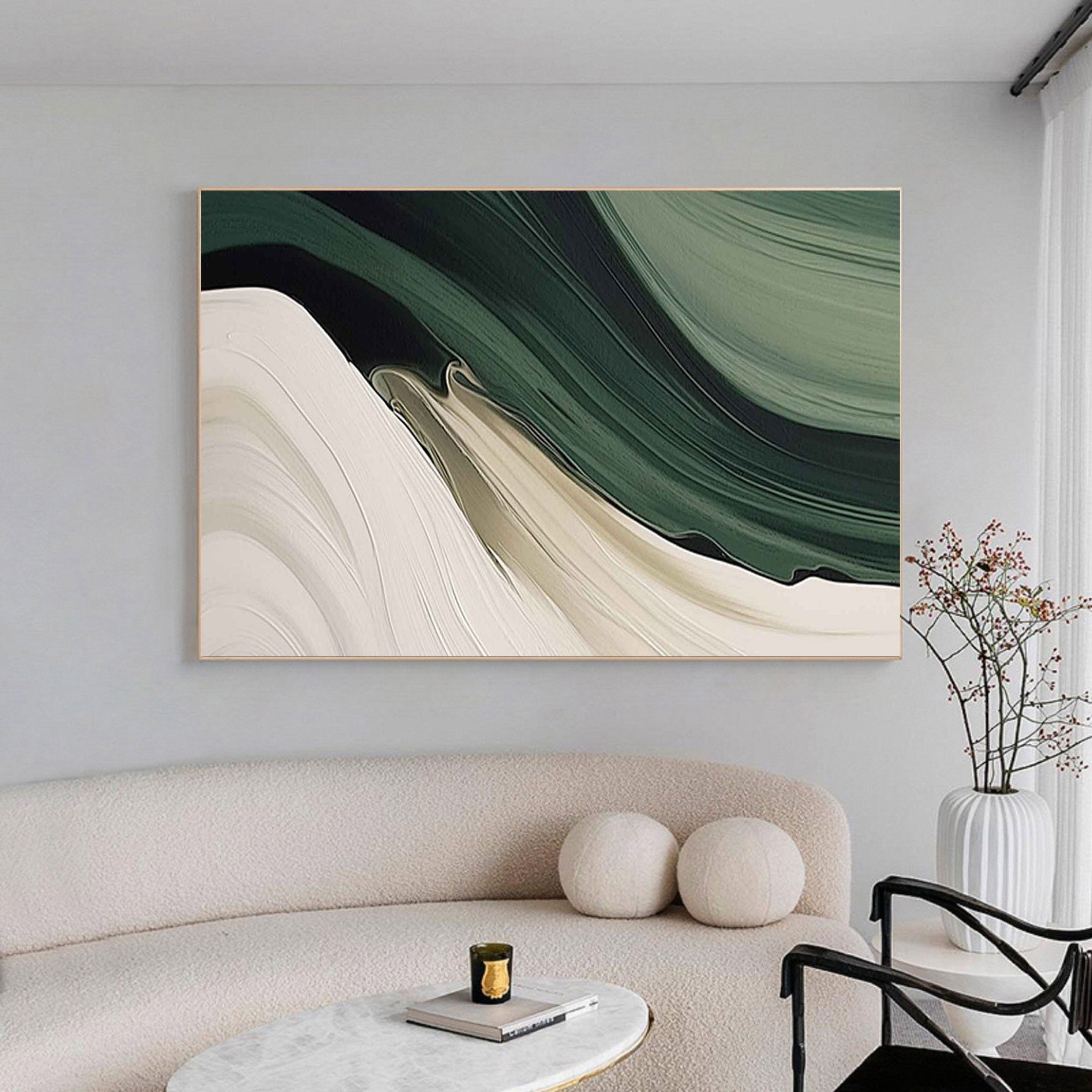 Emerald Flow: Abstract Wave Art