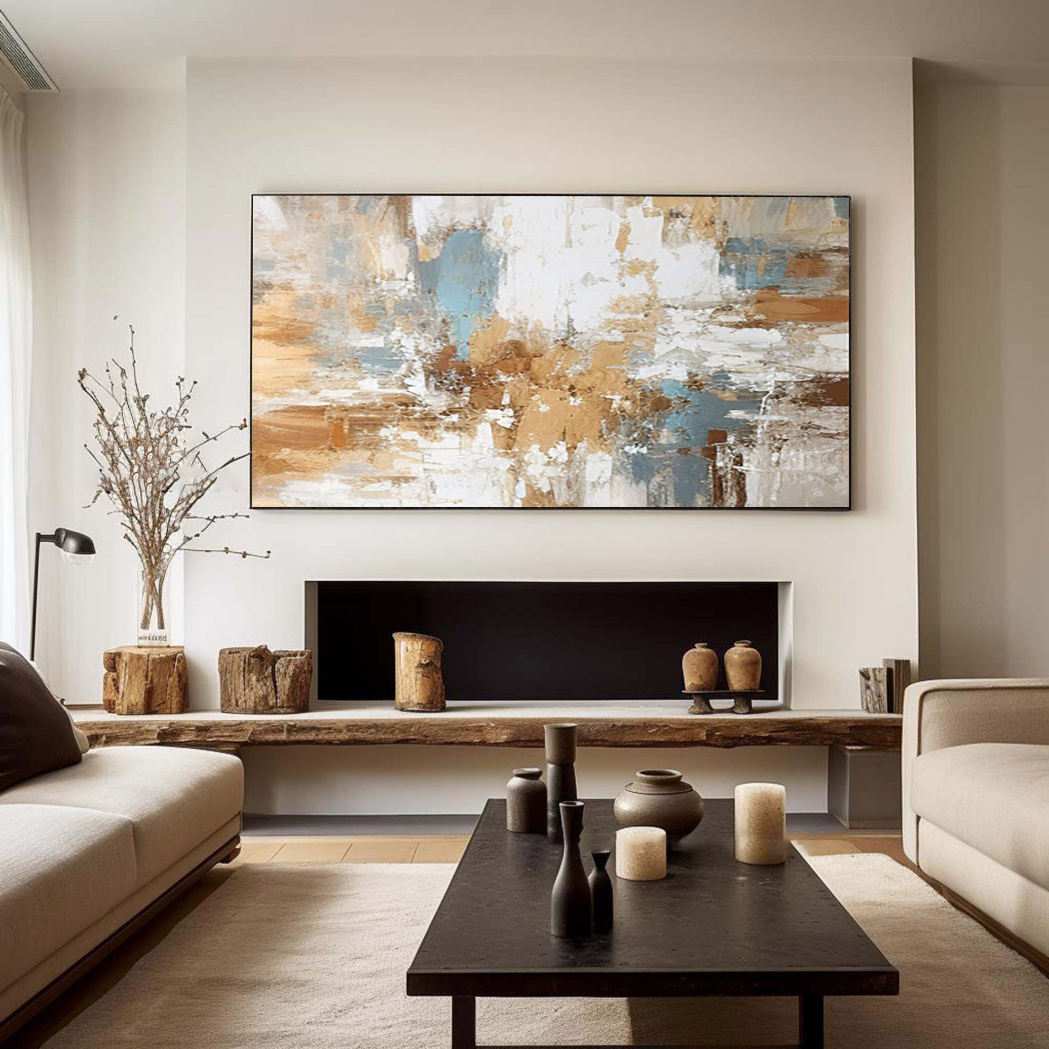 Golden Mirage: Abstract Canvas Art