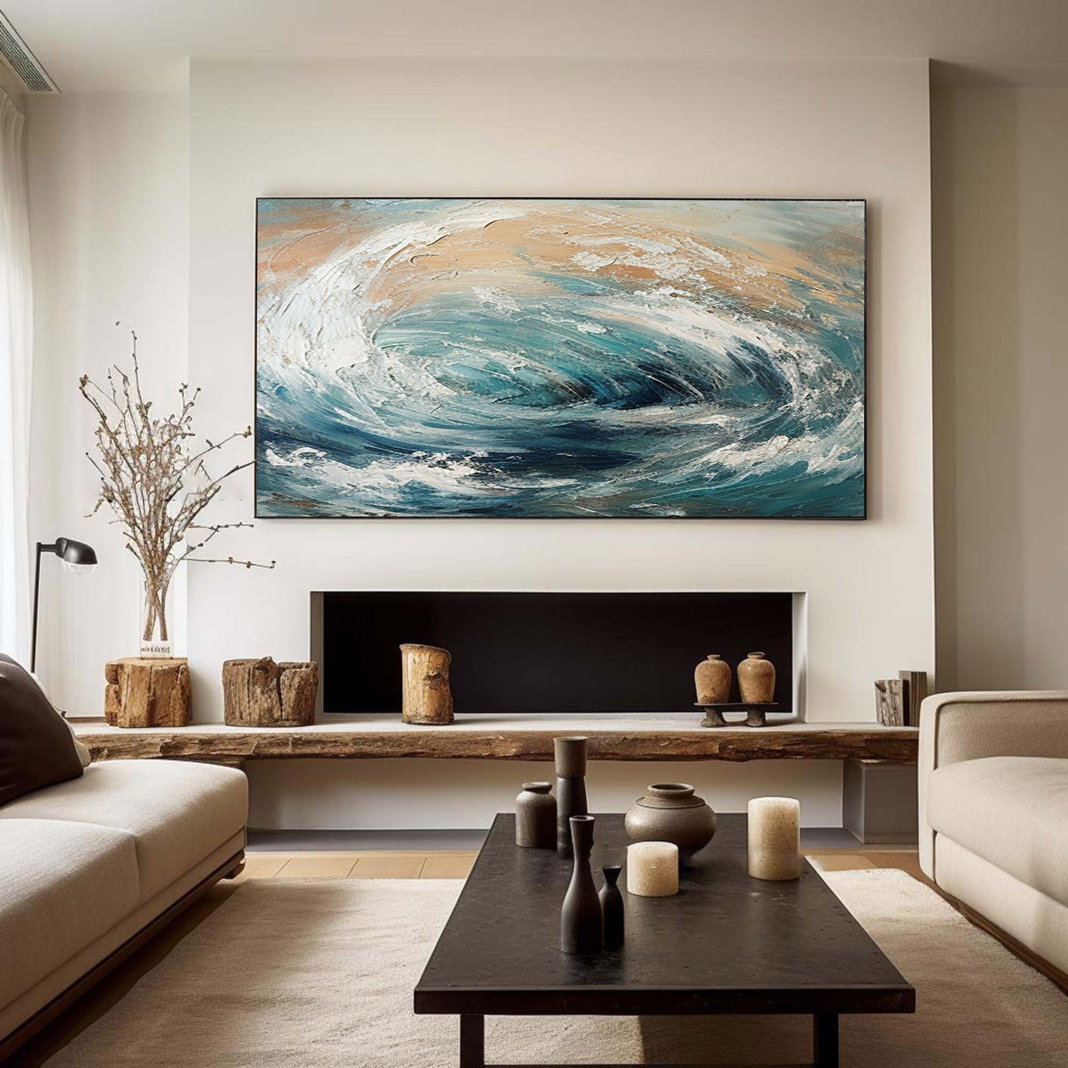 Tidal Dance: Abstract Wave Swirl Canvas