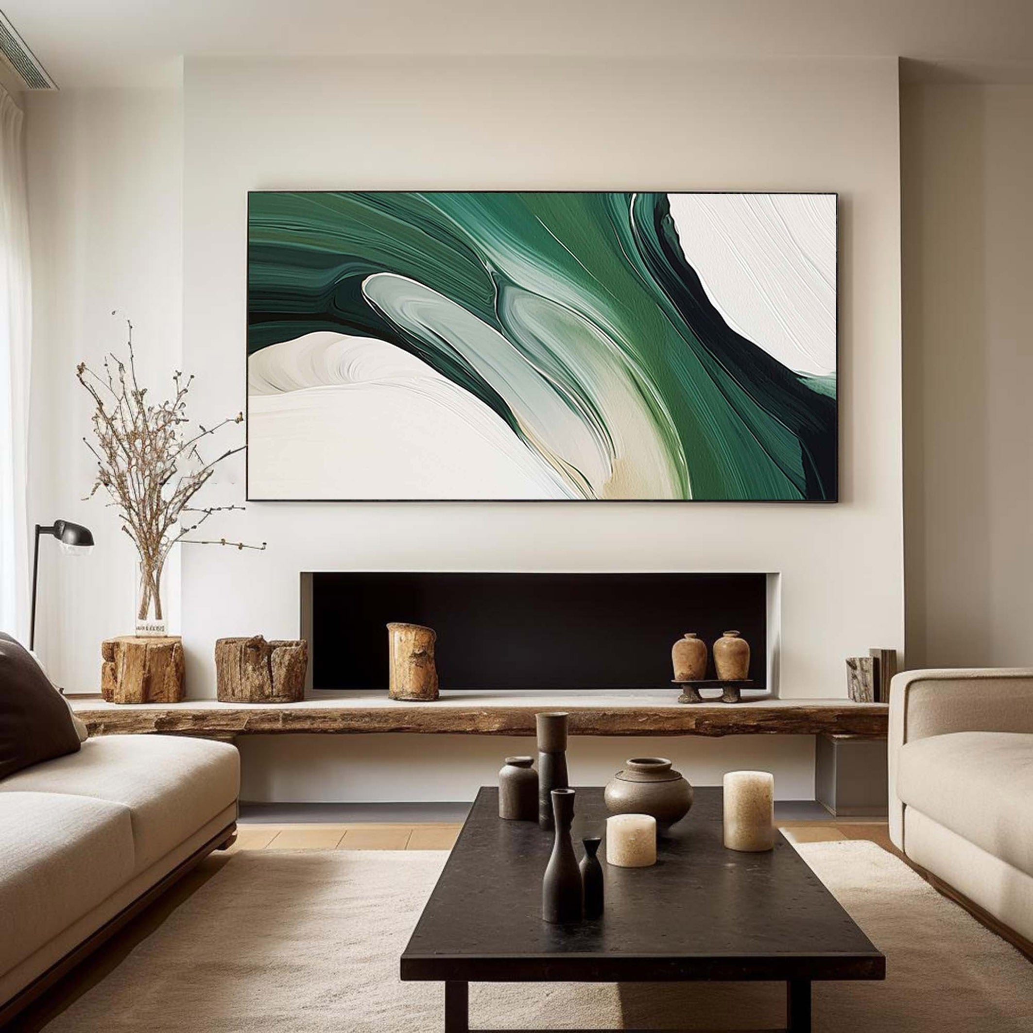 Emerald Waves: Modern Abstract Art