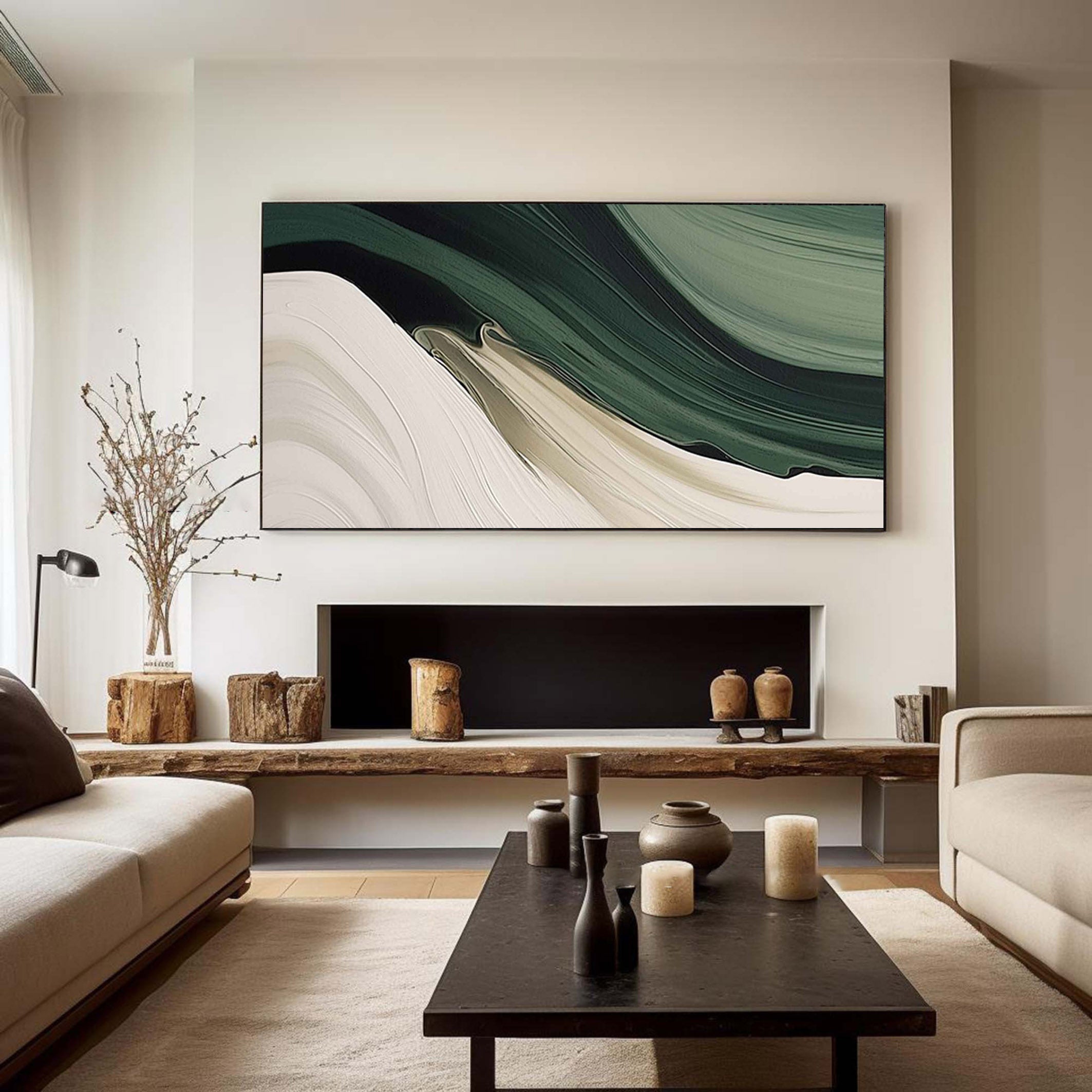 Emerald Flow: Abstract Wave Art