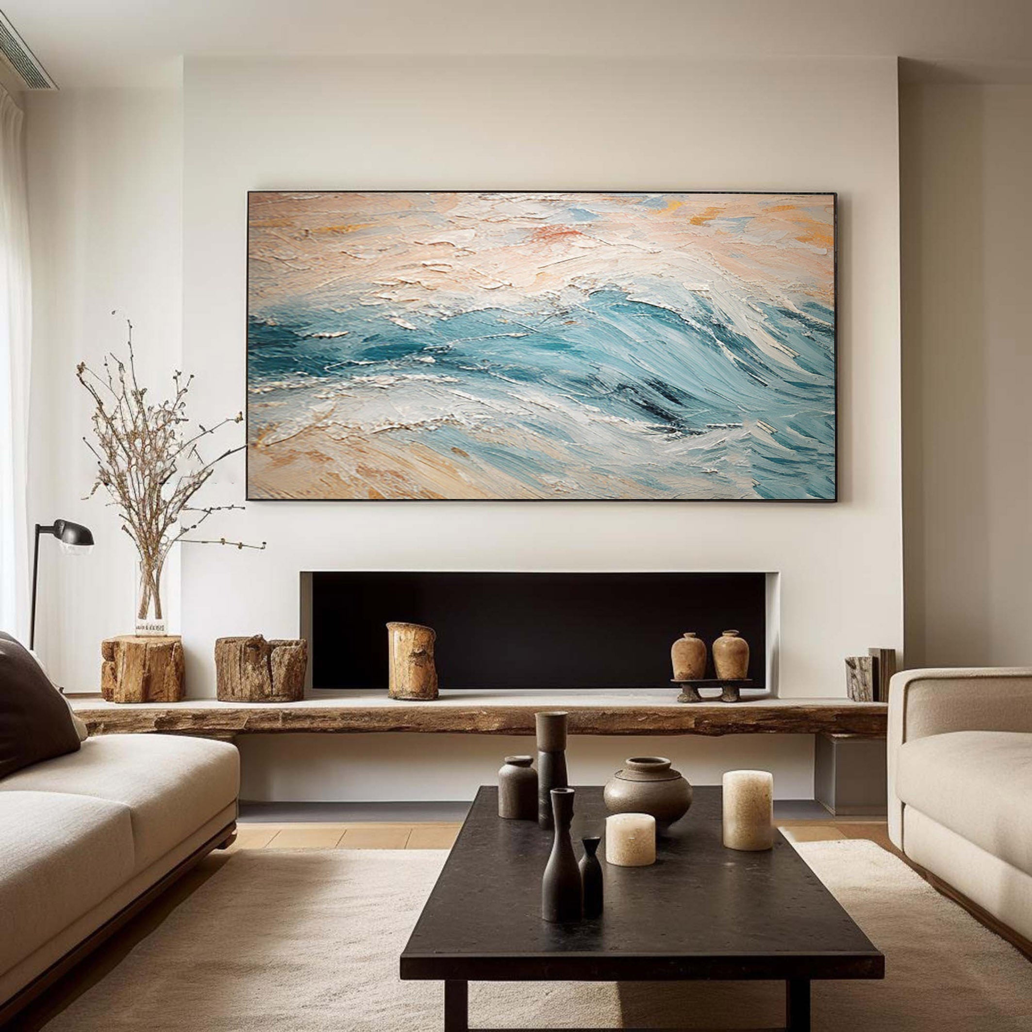 Oceanic Rhythm: Abstract Waves on Canvas