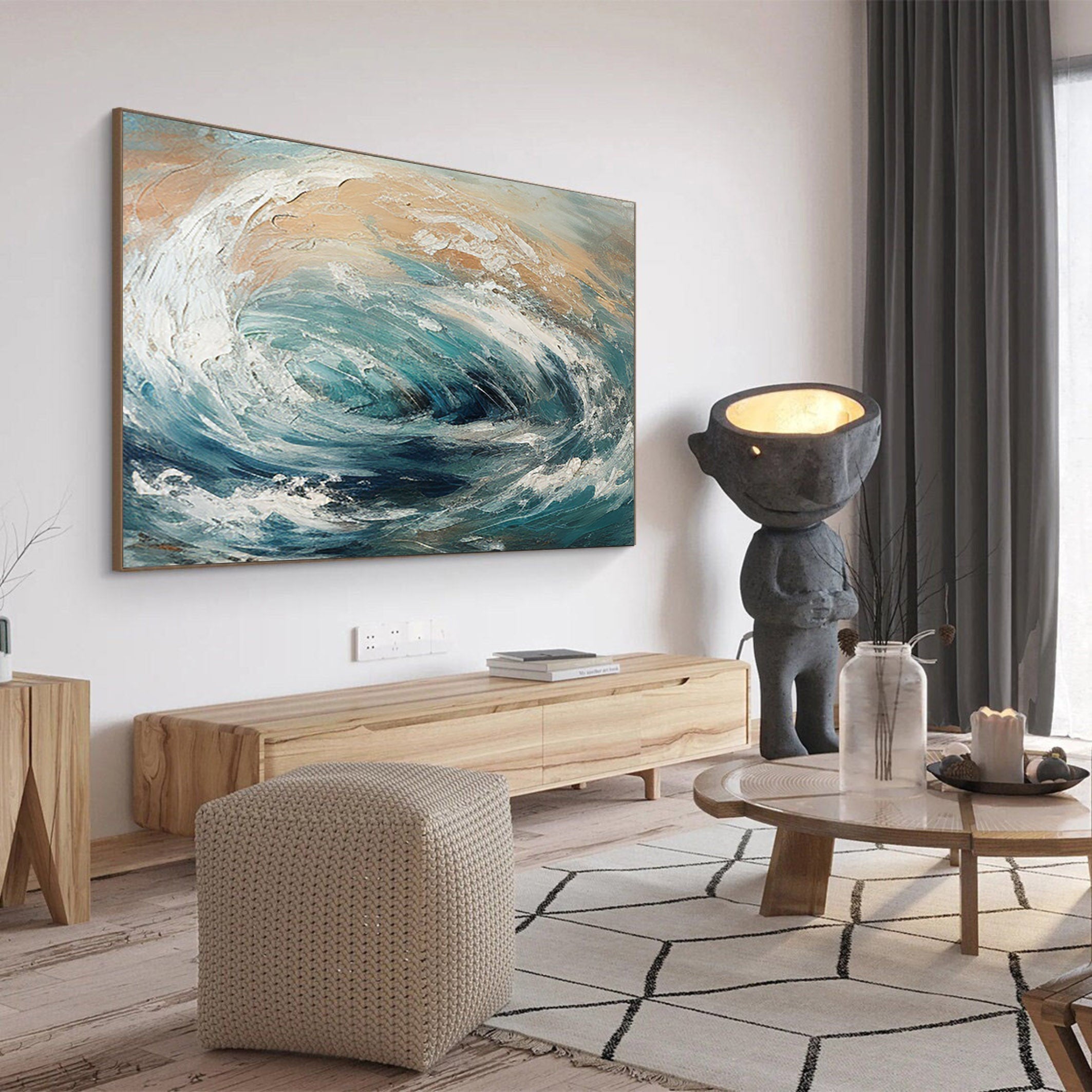 Tidal Dance: Abstract Wave Swirl Canvas