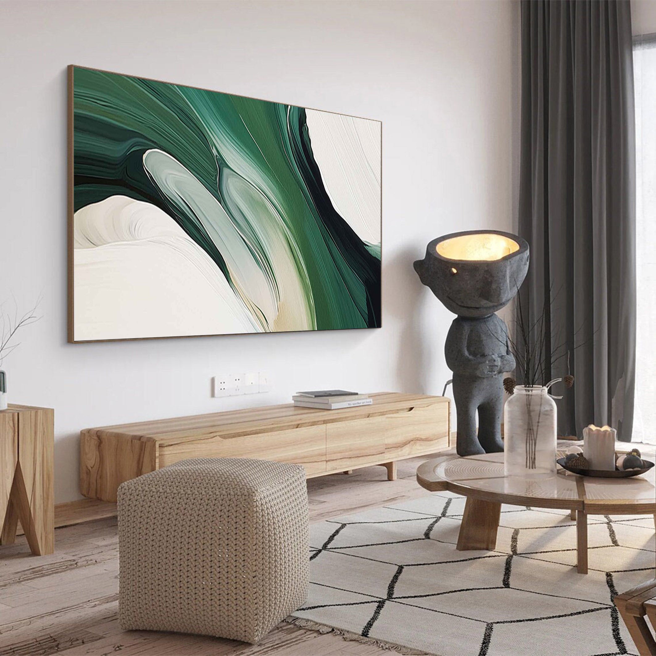 Emerald Waves: Modern Abstract Art