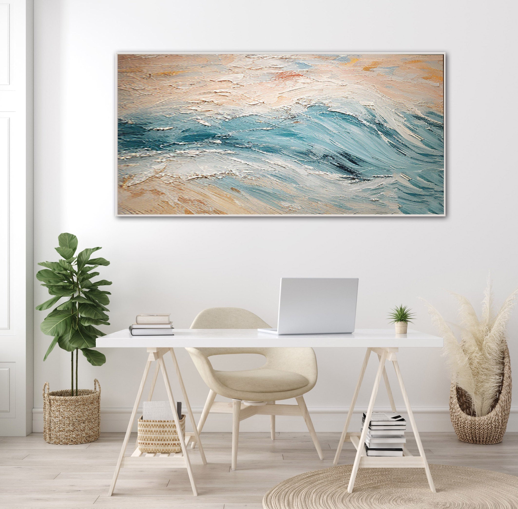 Oceanic Rhythm: Abstract Waves on Canvas