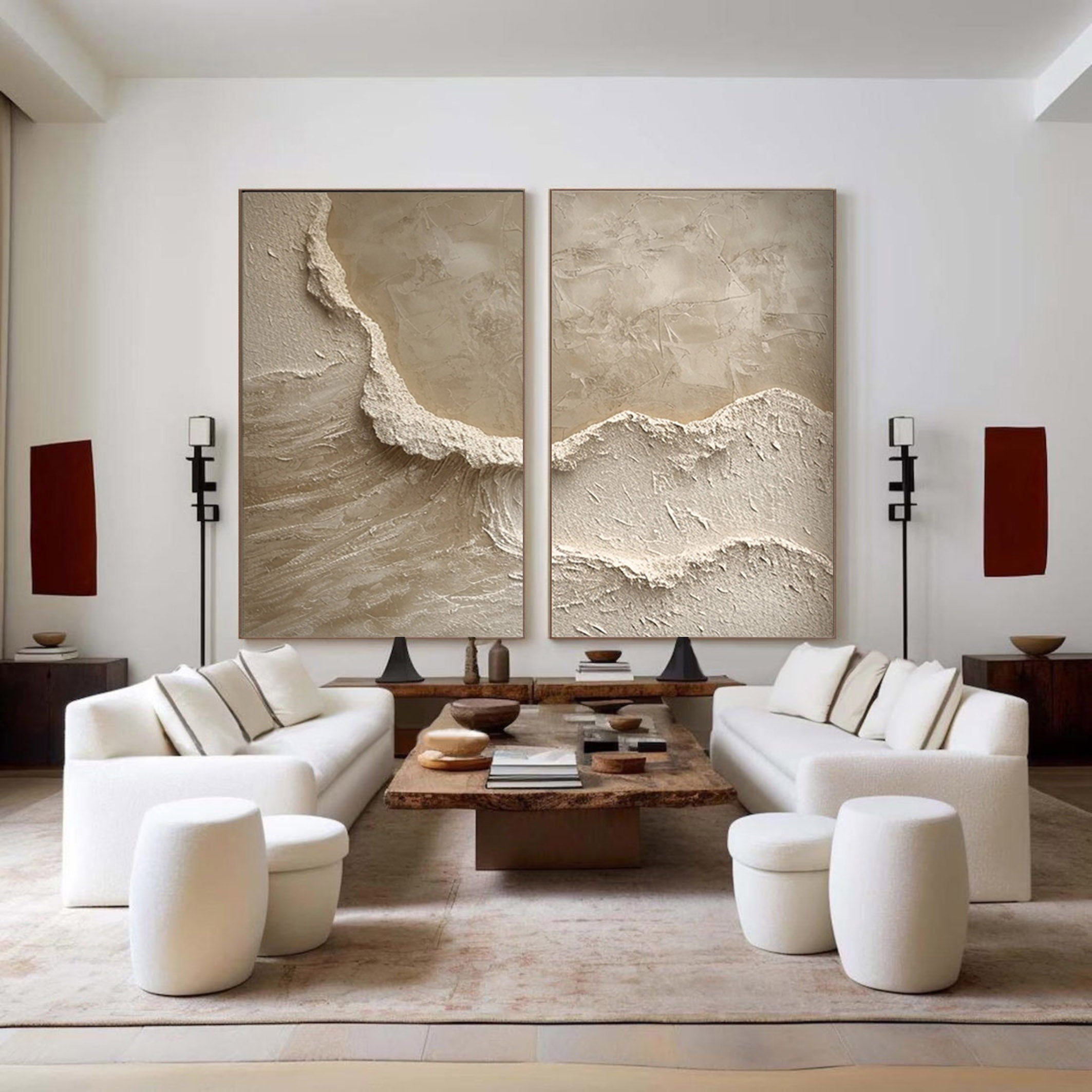 Beige & Brown Minimalist Painting Set Of 2 #BBS 004